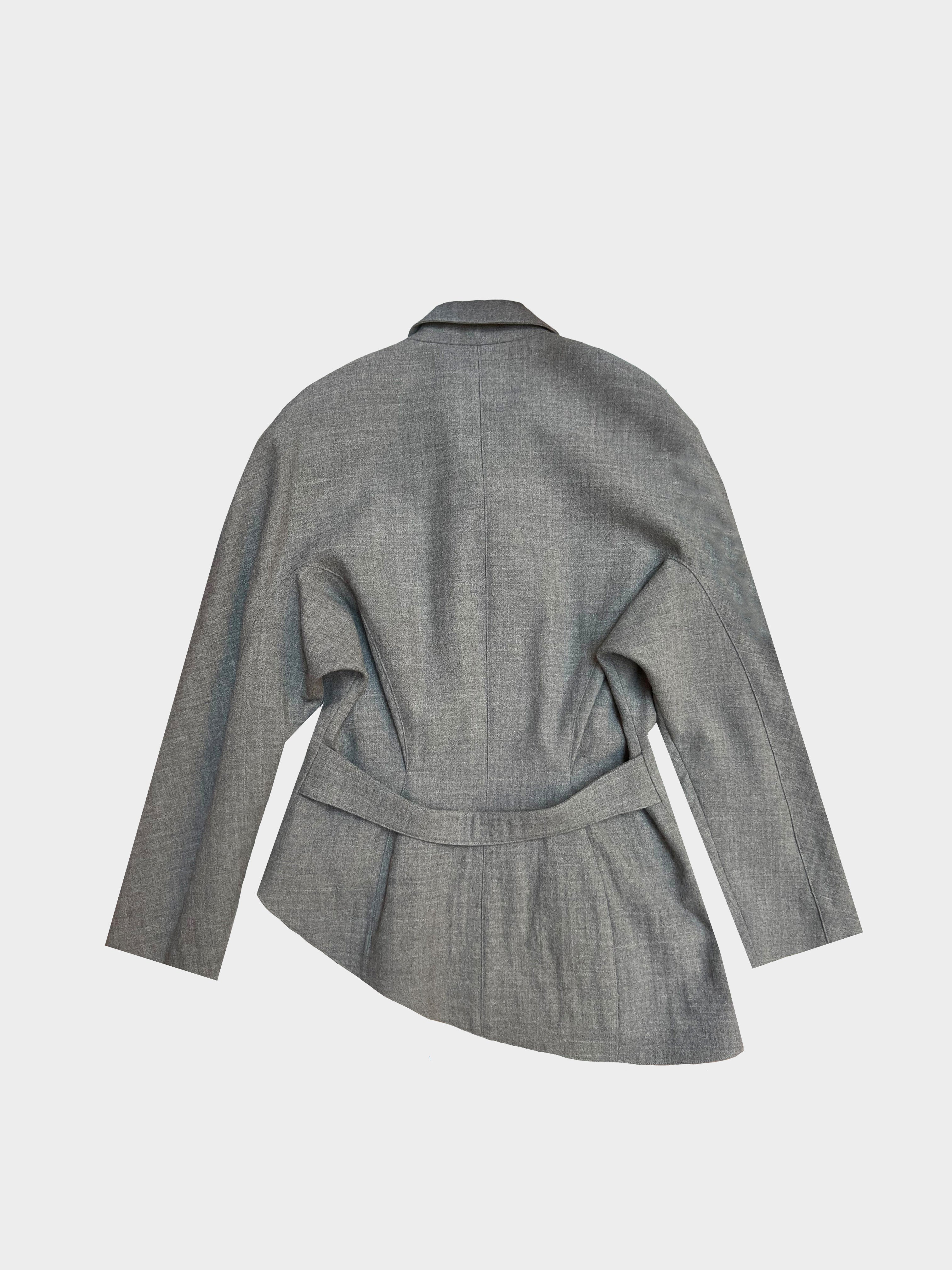 Thierry Mugler 1990s Grey Wool Asymmetrical Jacket
