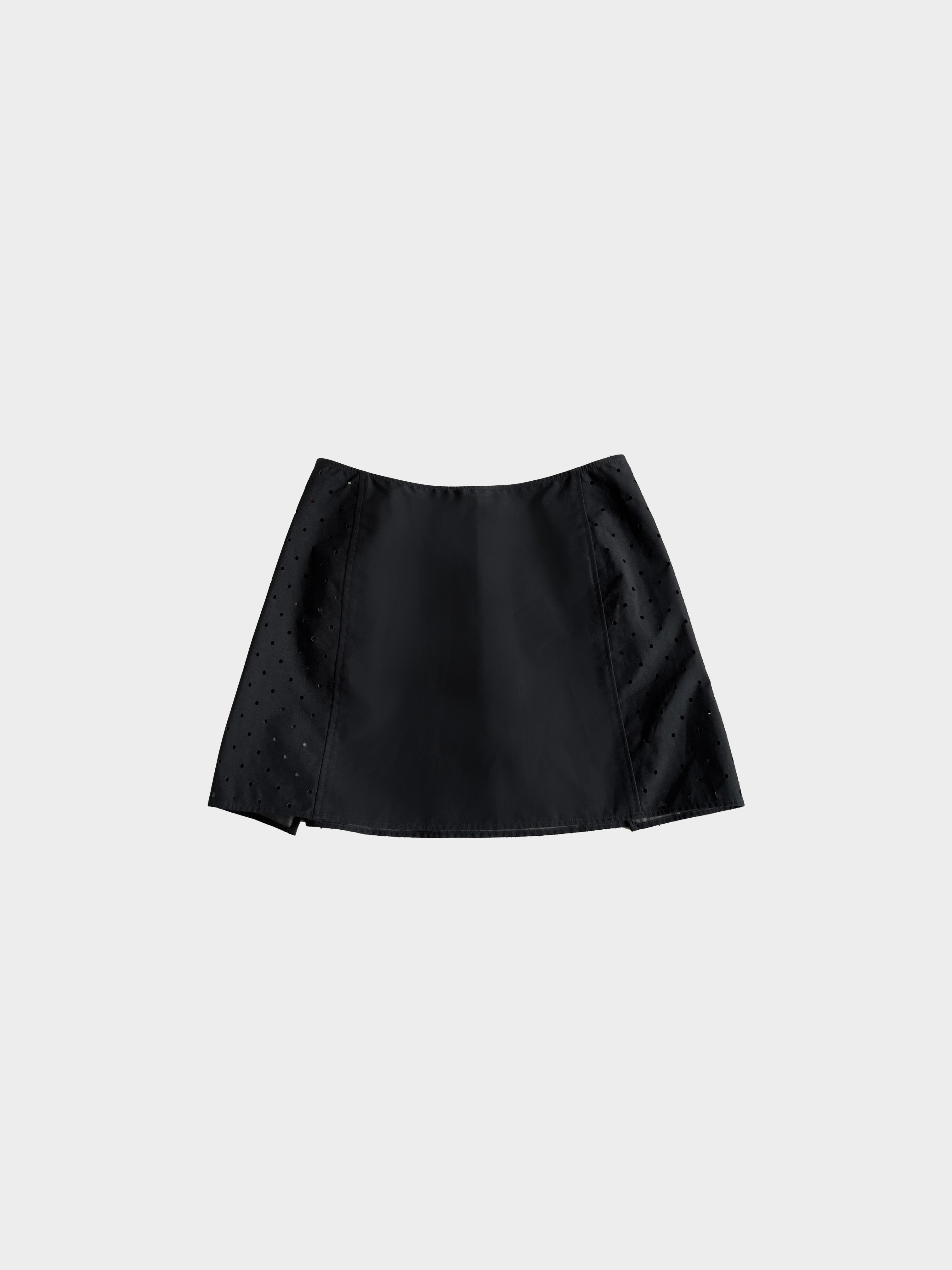 Prada SS 1999 Nylon Perforated Miniskirt · INTO