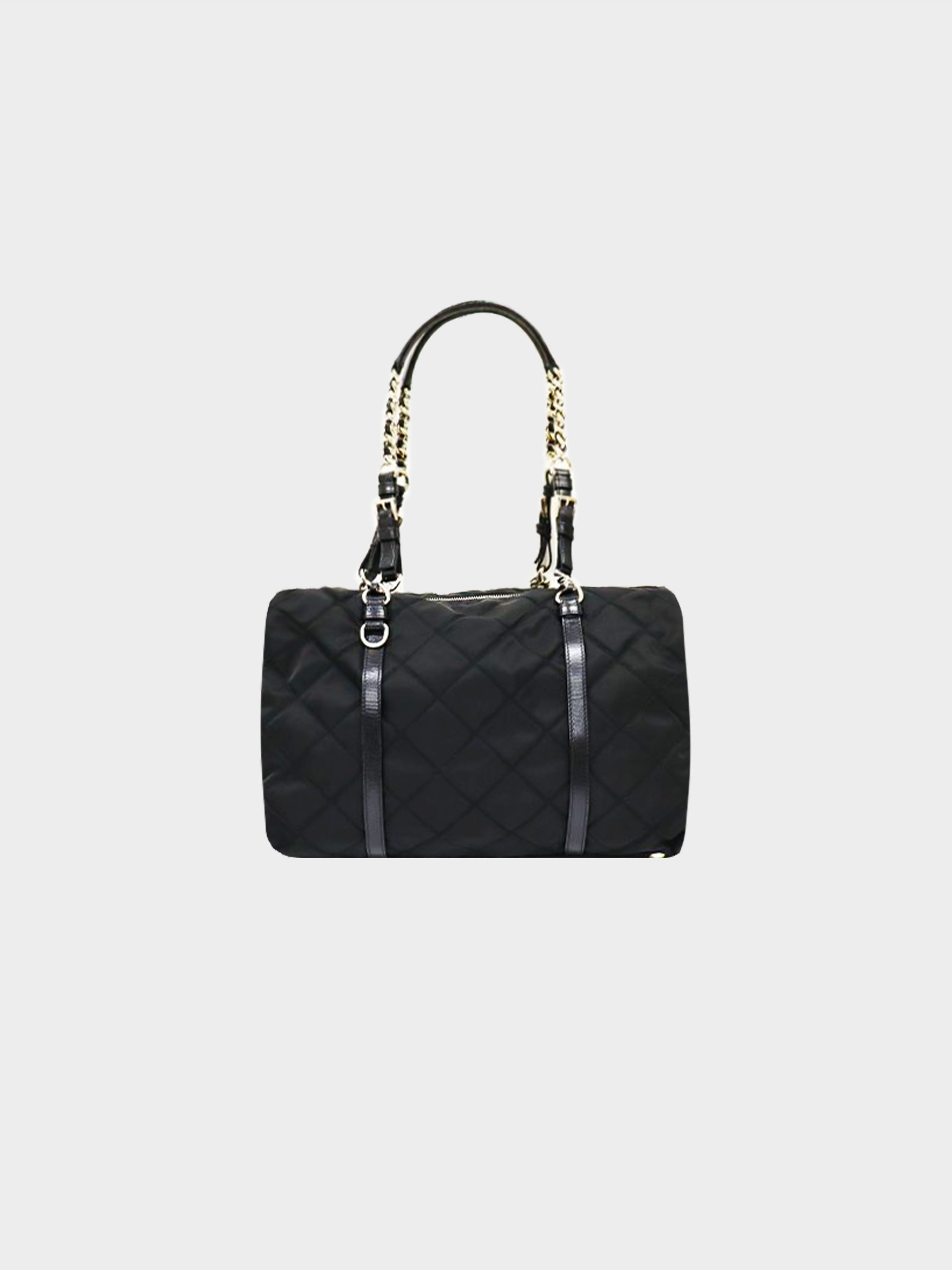 Prada Prada Logo Plaque Padded Tote Bag In Black Nylon on SALE