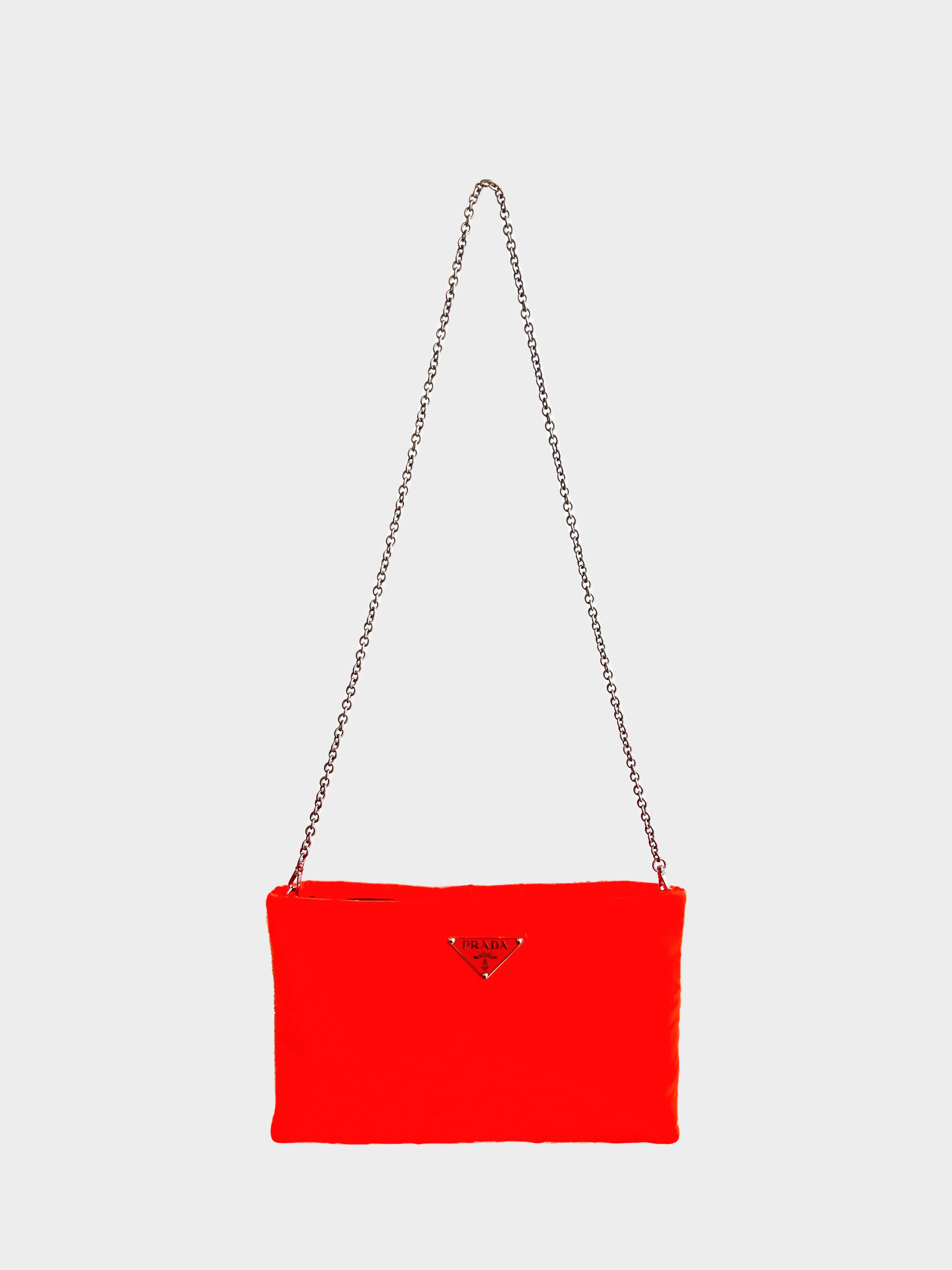 Prada 2018 Fluorescent Orange Nylon Crossbody Bag/Clutch · INTO
