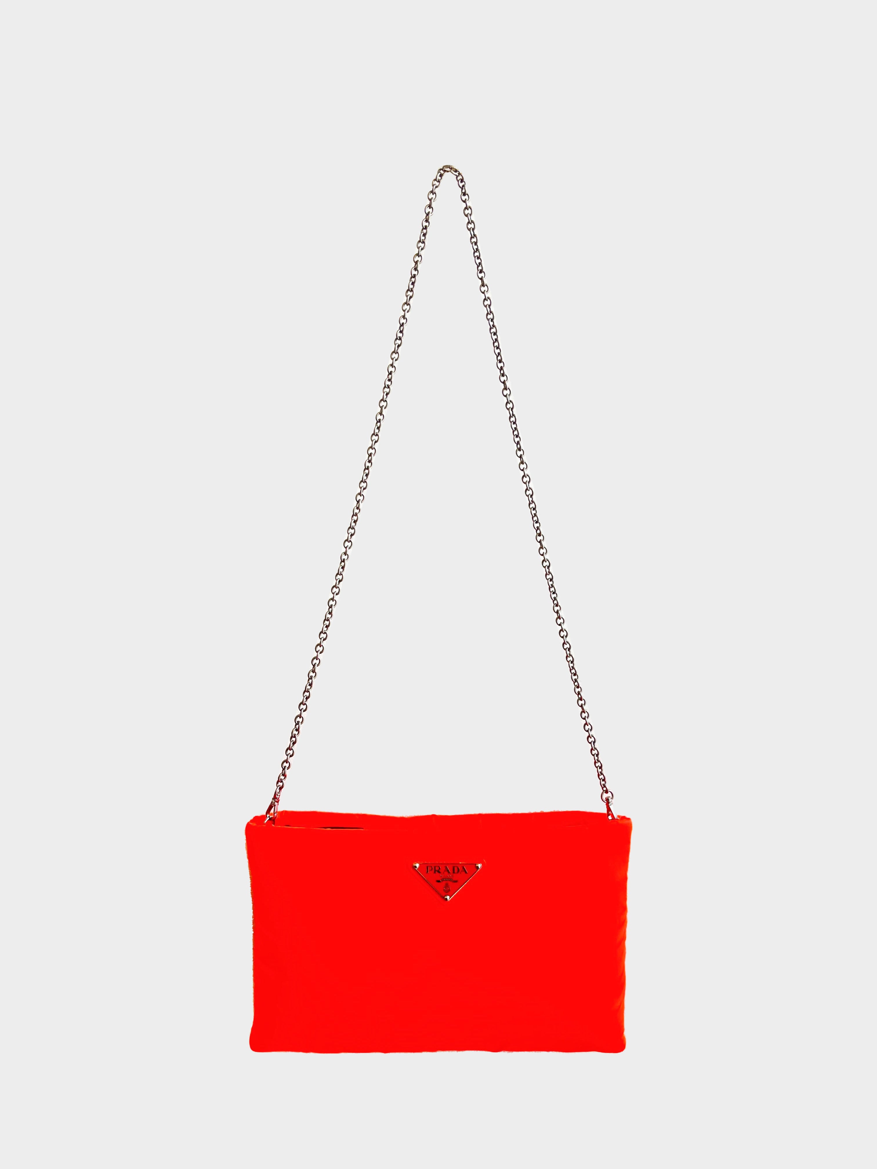 Prada 2018 Fluorescent Orange Nylon Crossbody Bag/Clutch