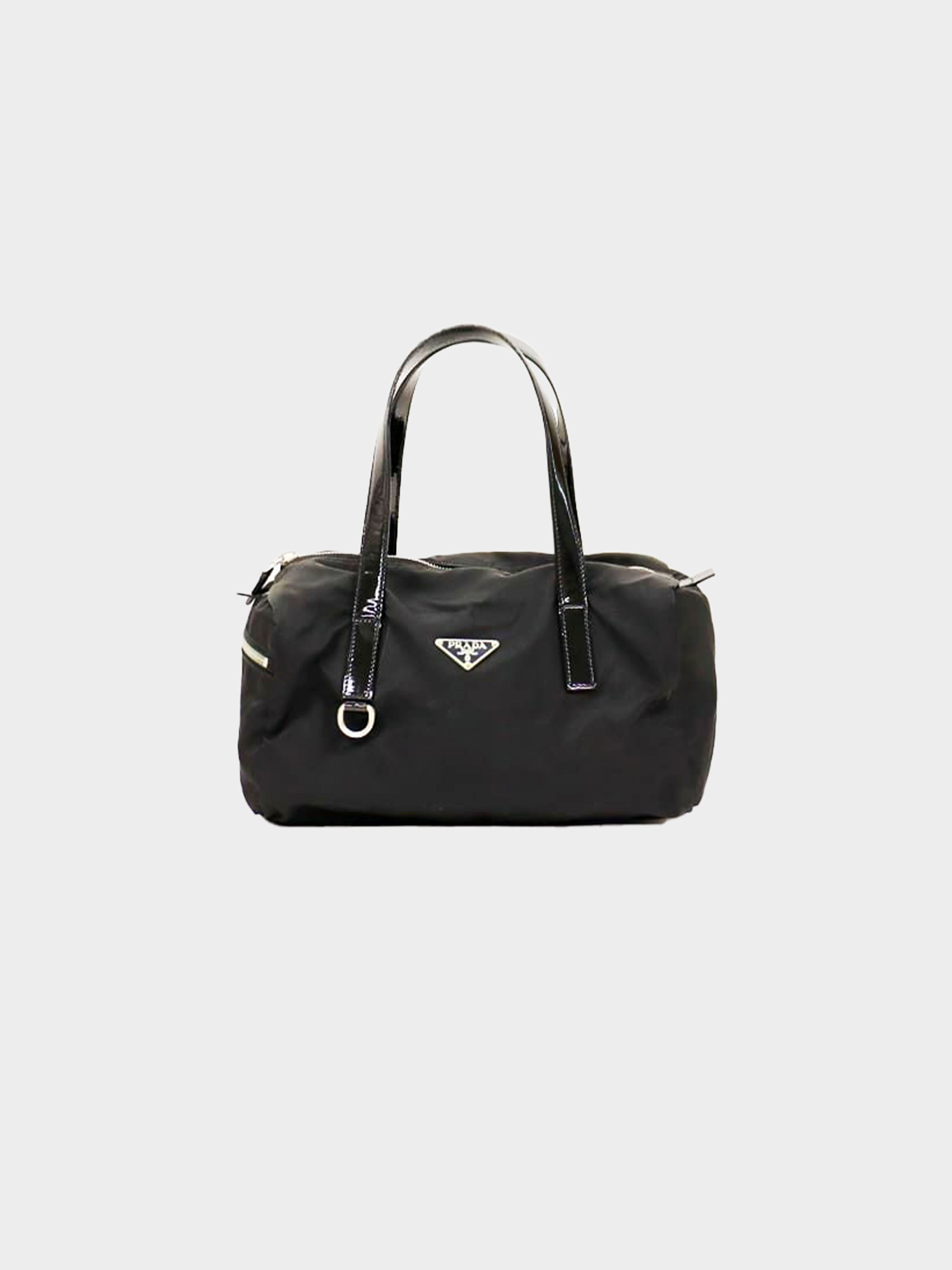 Prada Black Nylon and Saffiano Leather Trim Duffel Bag Prada
