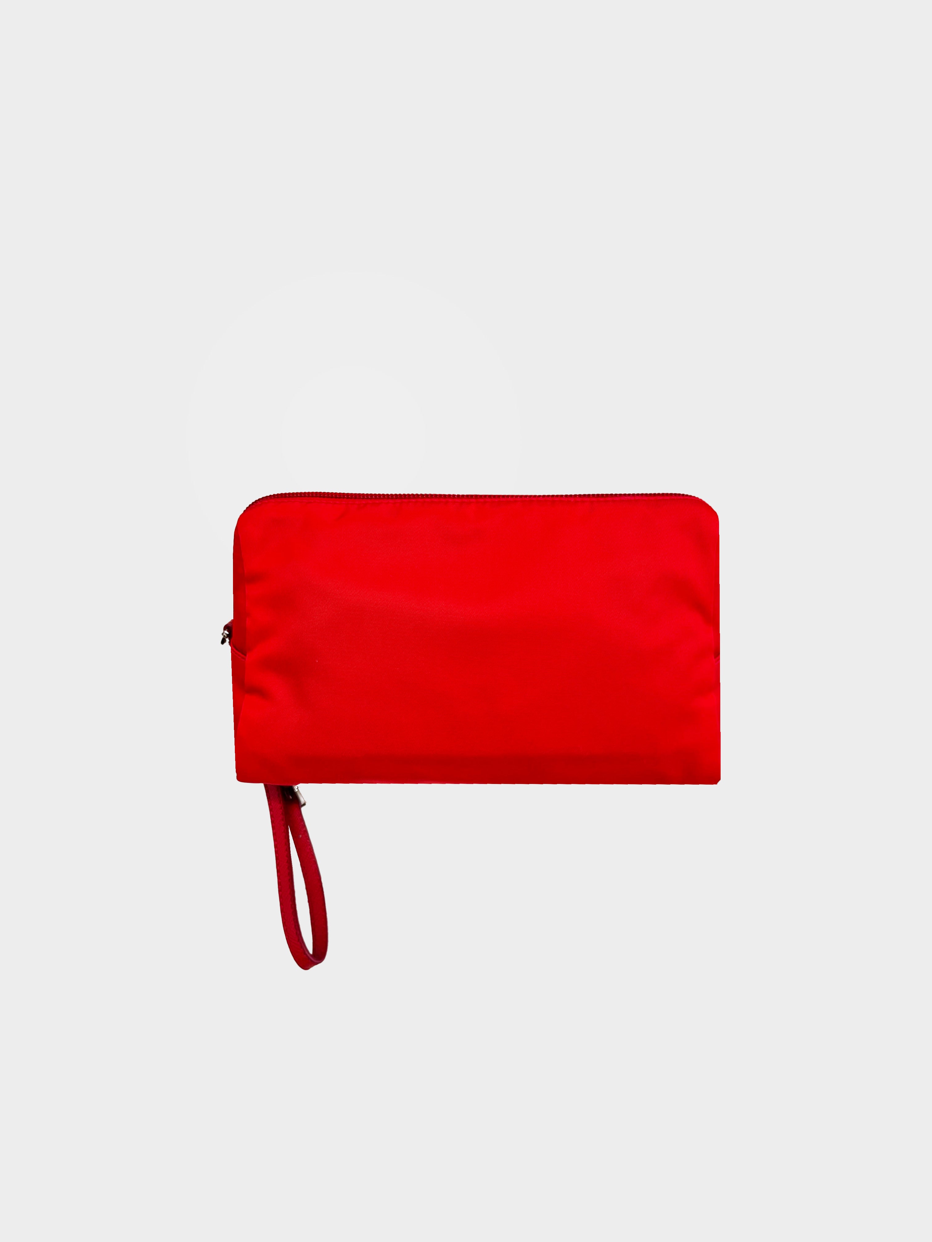 Prada 2010s Red Nylon Wristlet