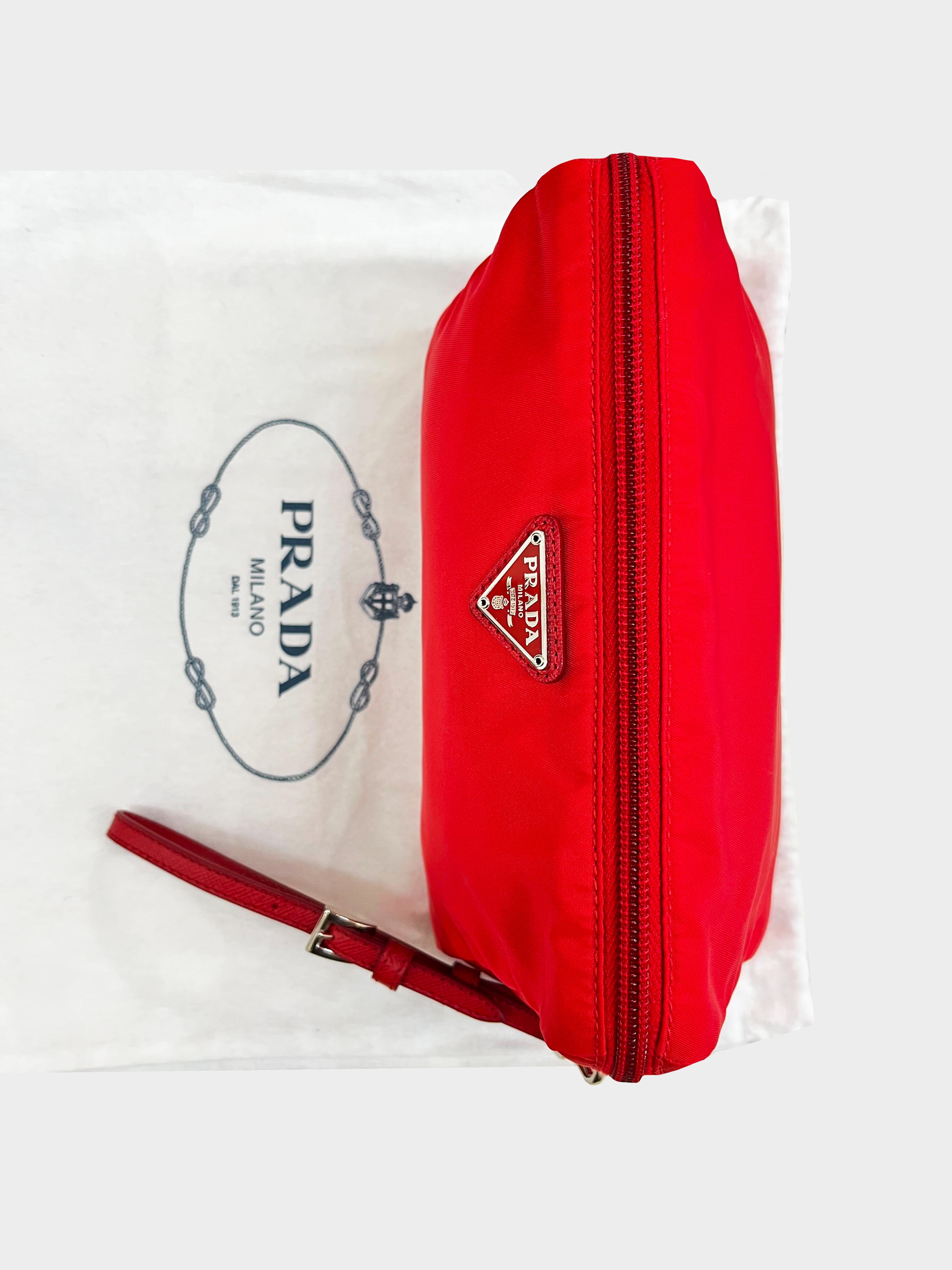 Prada 2010s Red Nylon Wristlet