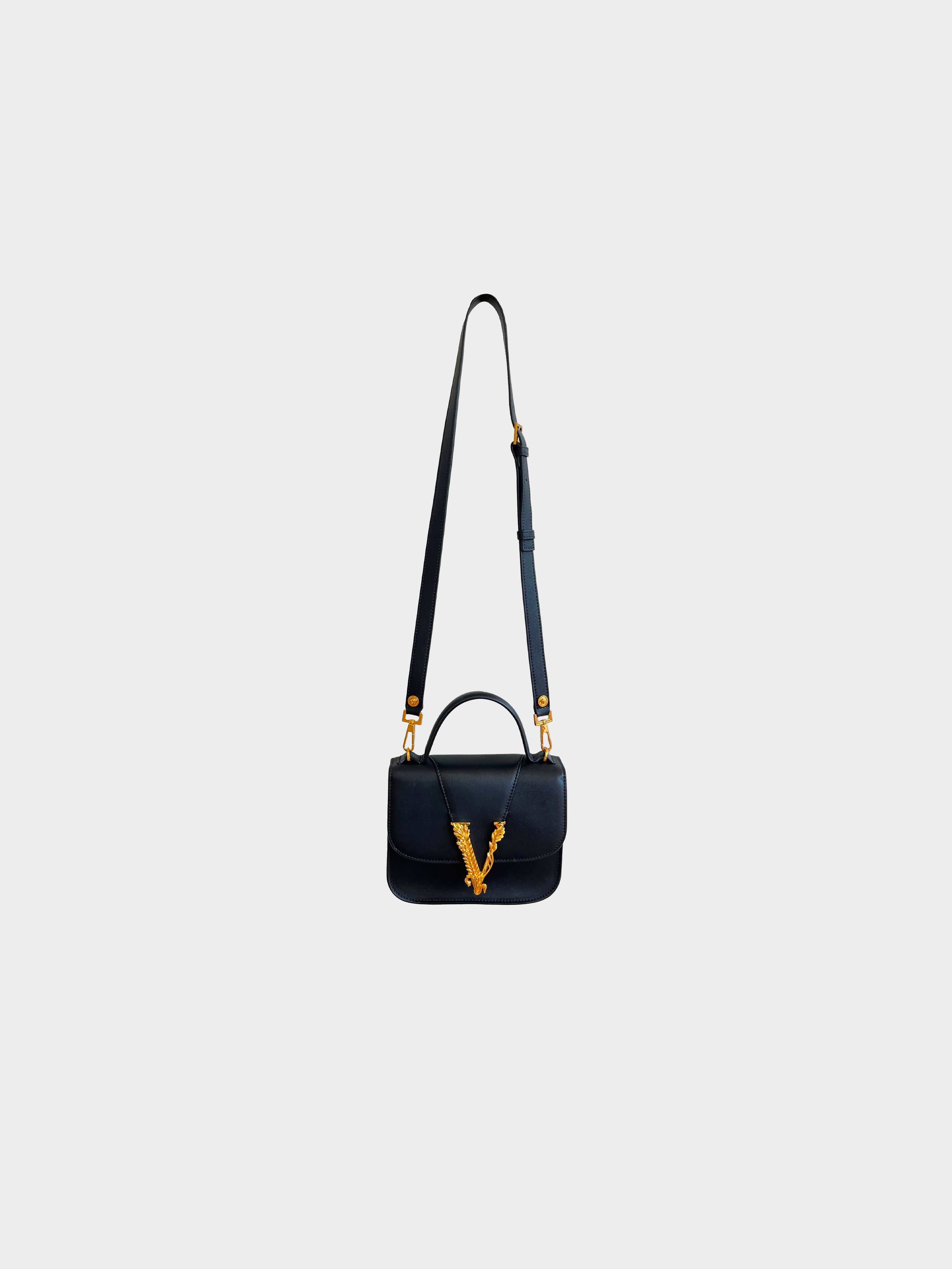 Versace 2020s Black Logo Virtus Mini Bag