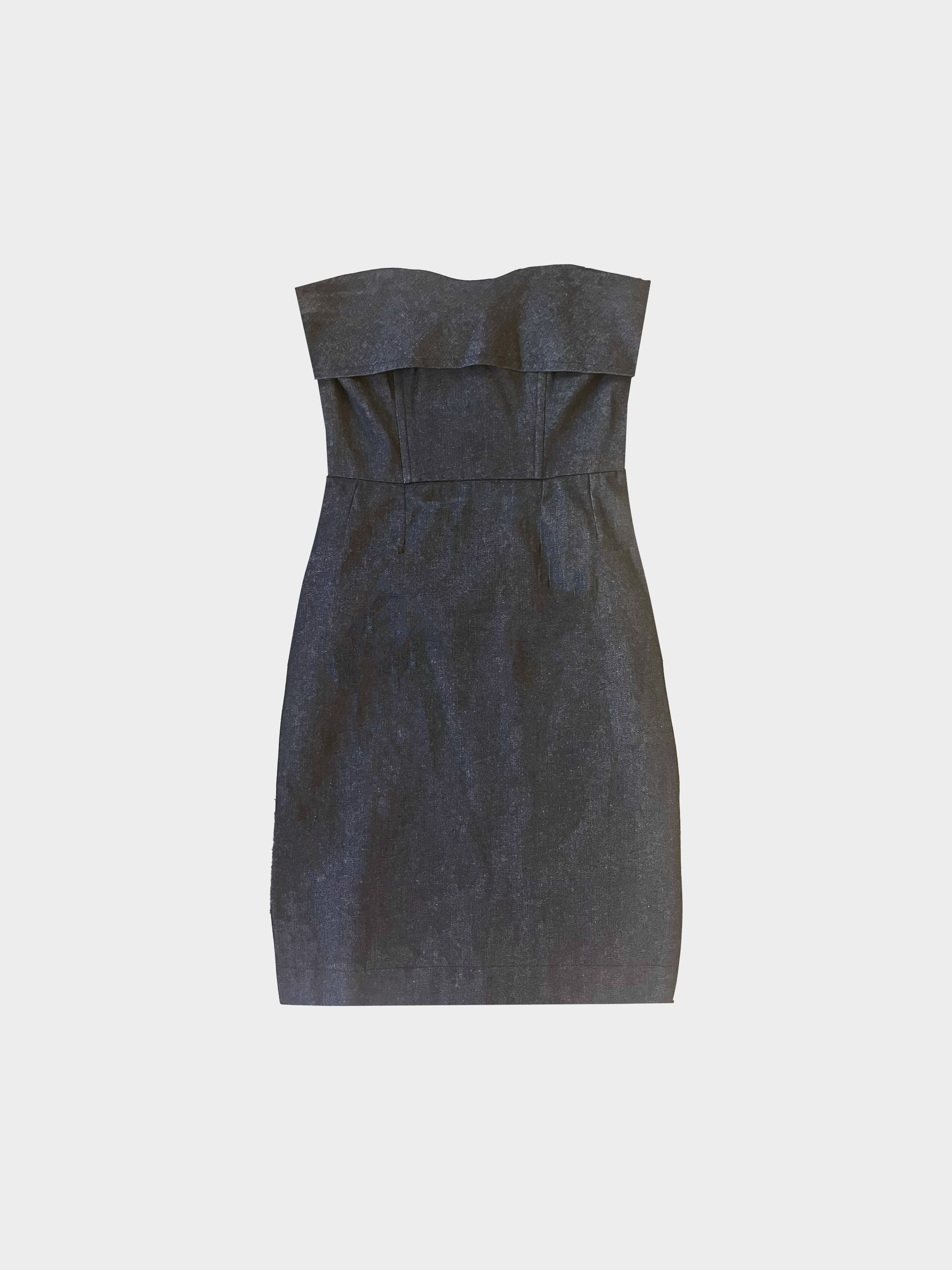 Yves Saint Laurent SS 1987 Strapless Denim Dress