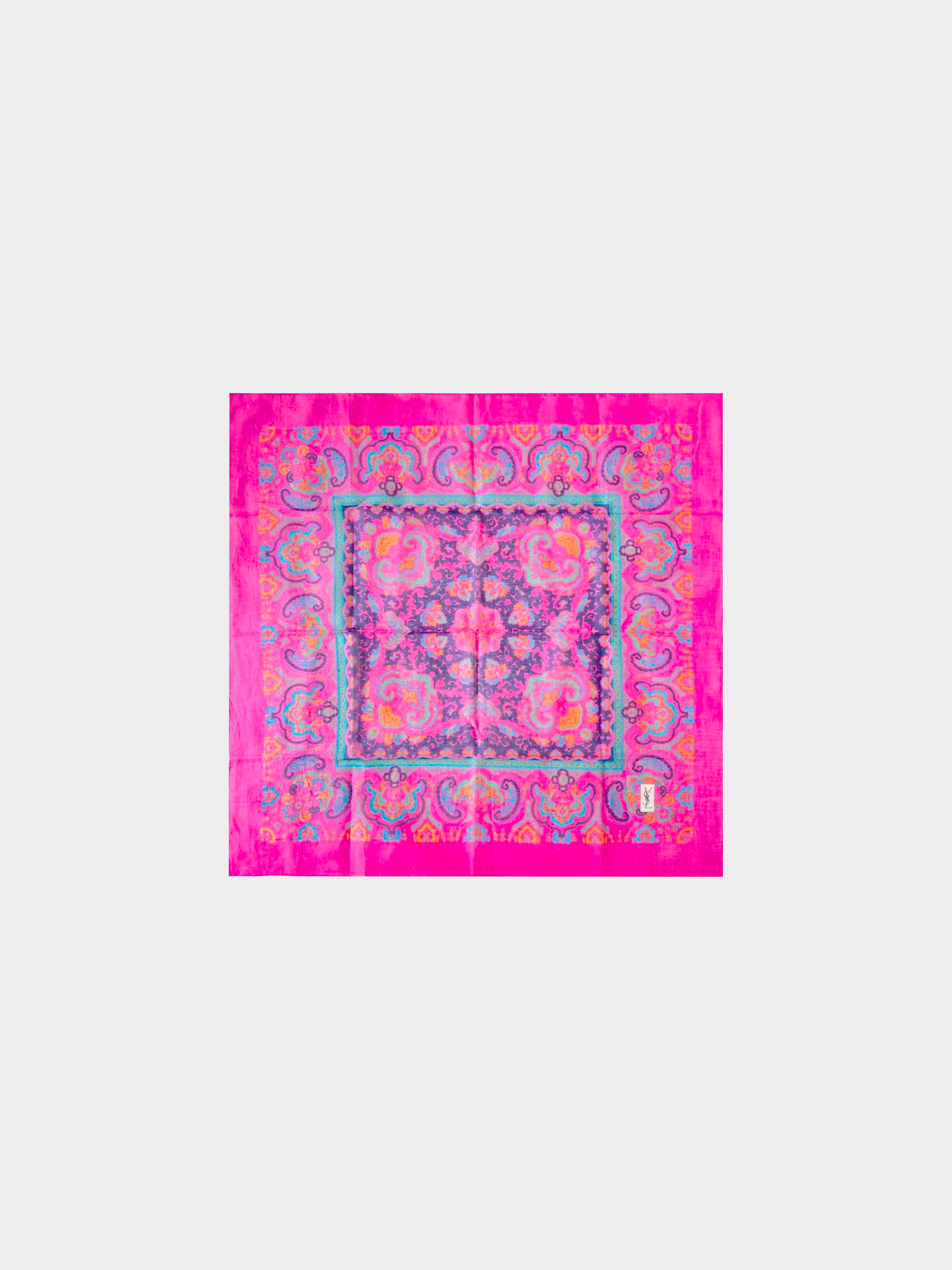 Yves Saint Laurent 1980s Pink Paisley Scarf