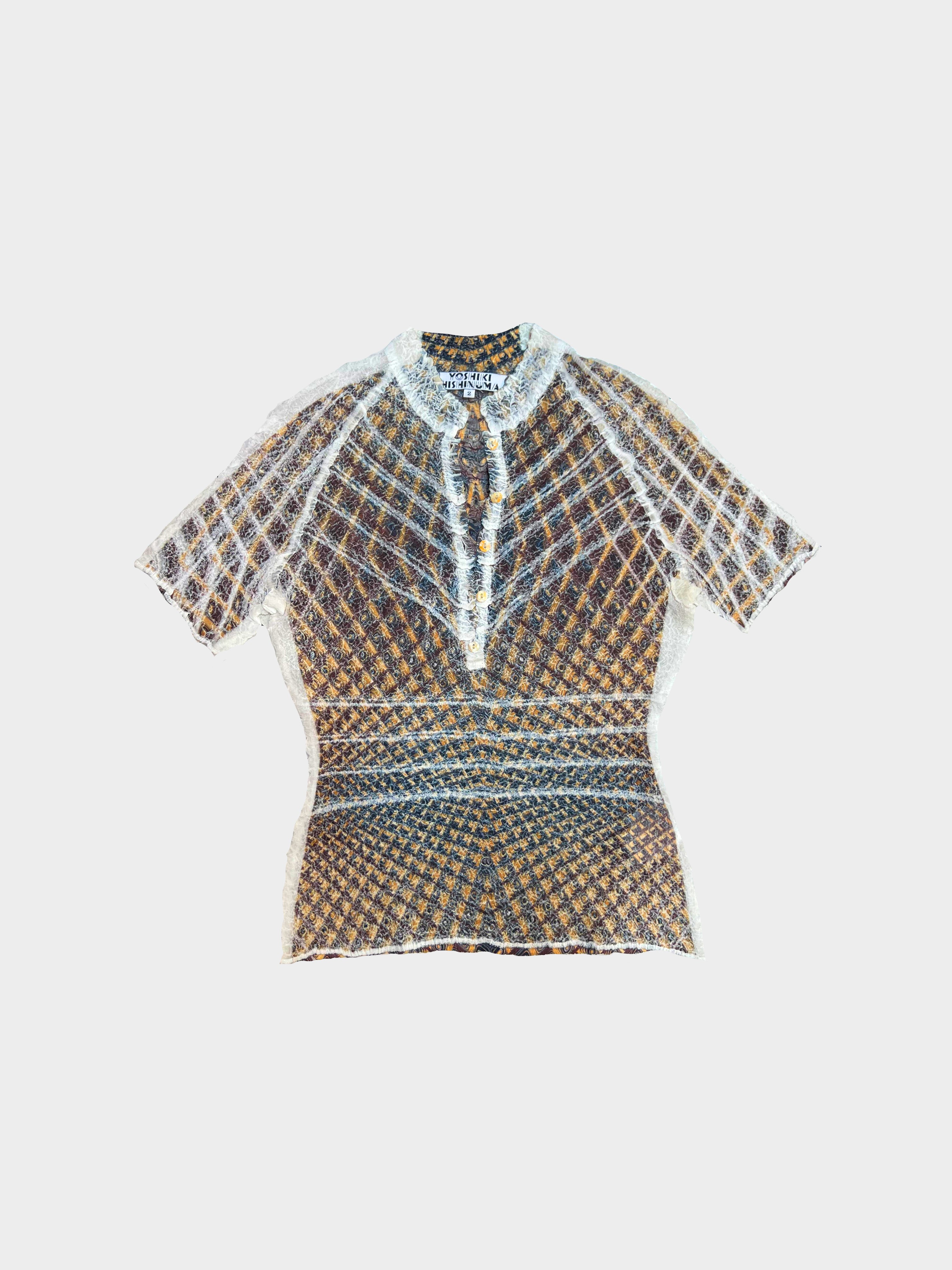 Yoshiki Hishinuma 1990s Gold Metallic Textured Top · INTO