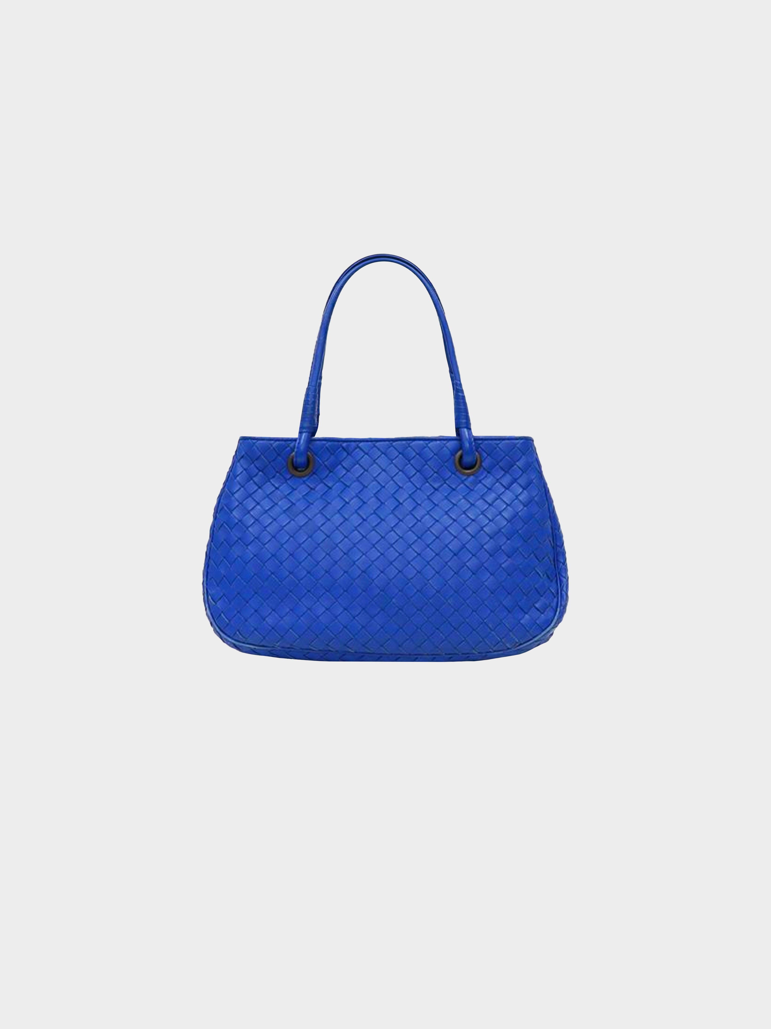 Bottega Veneta 2000s Cobalt Blue Intrecciato Bag