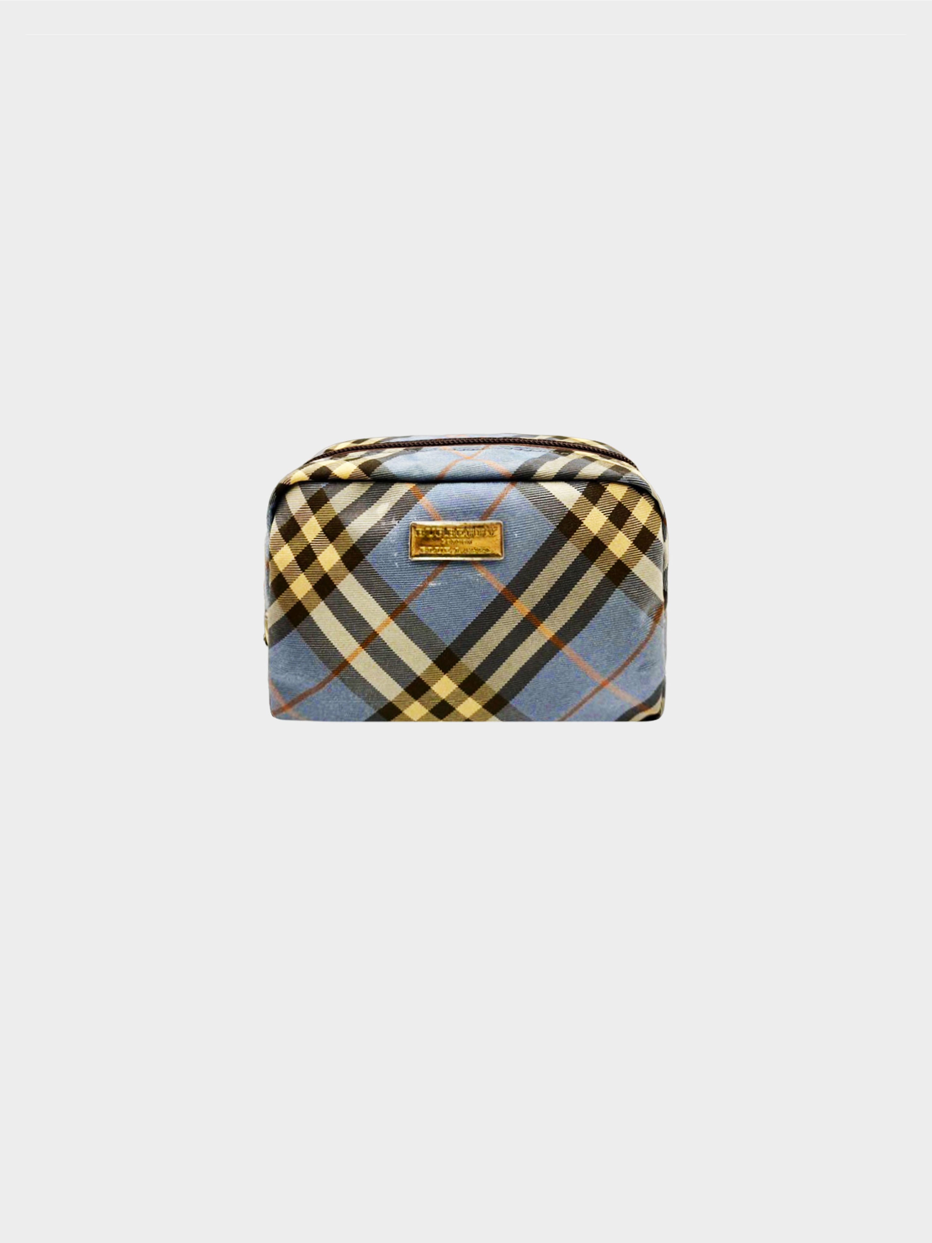 Burberry Blue Label 2000s Blue and Beige Nova Check Pouch Bag · INTO