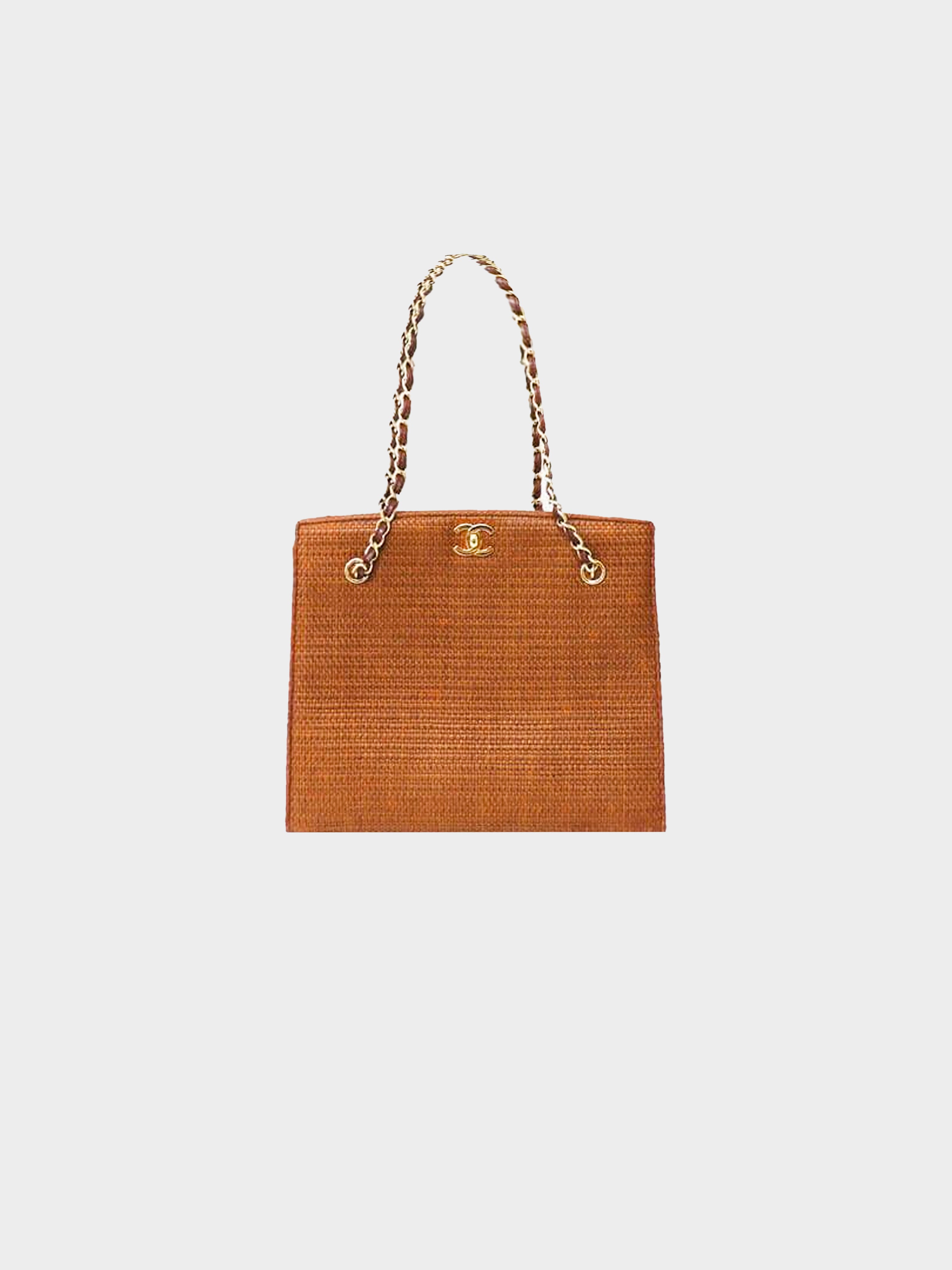 Chanel 1998 Brown Raffia Tote Bag · INTO