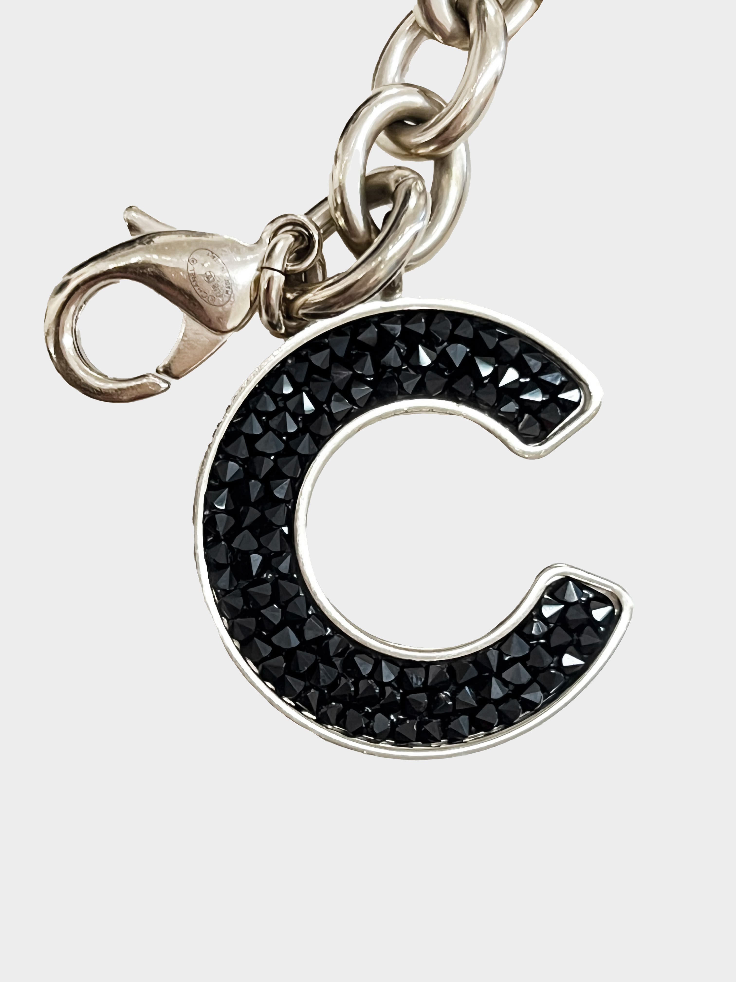 Chanel 2018 Black Crystal Logo Bracelet