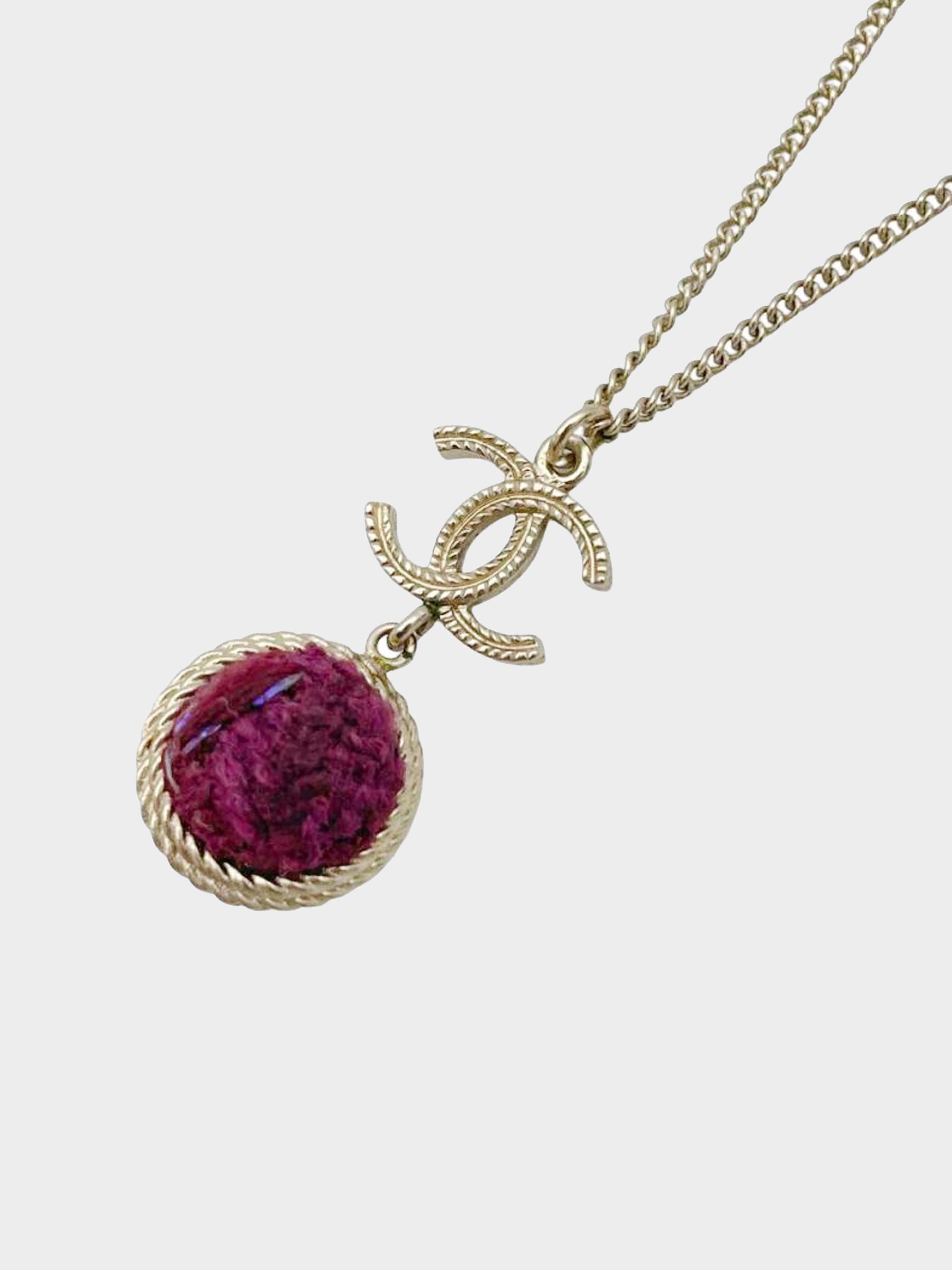 Chanel 2013 Tweed Pendant Necklace