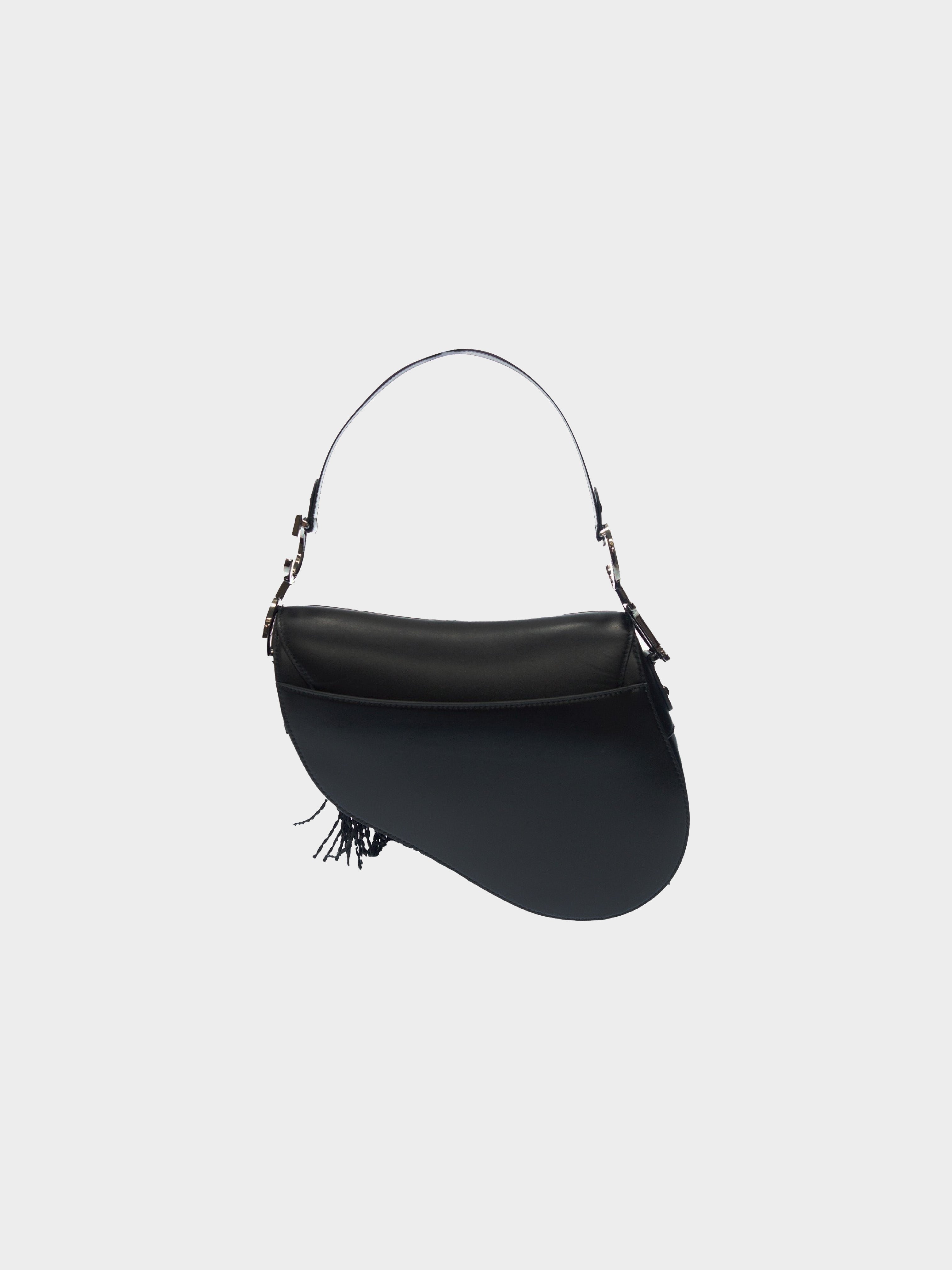 Christian Dior 2020s Limited Black Fringe Small Saddle Bag · INTO