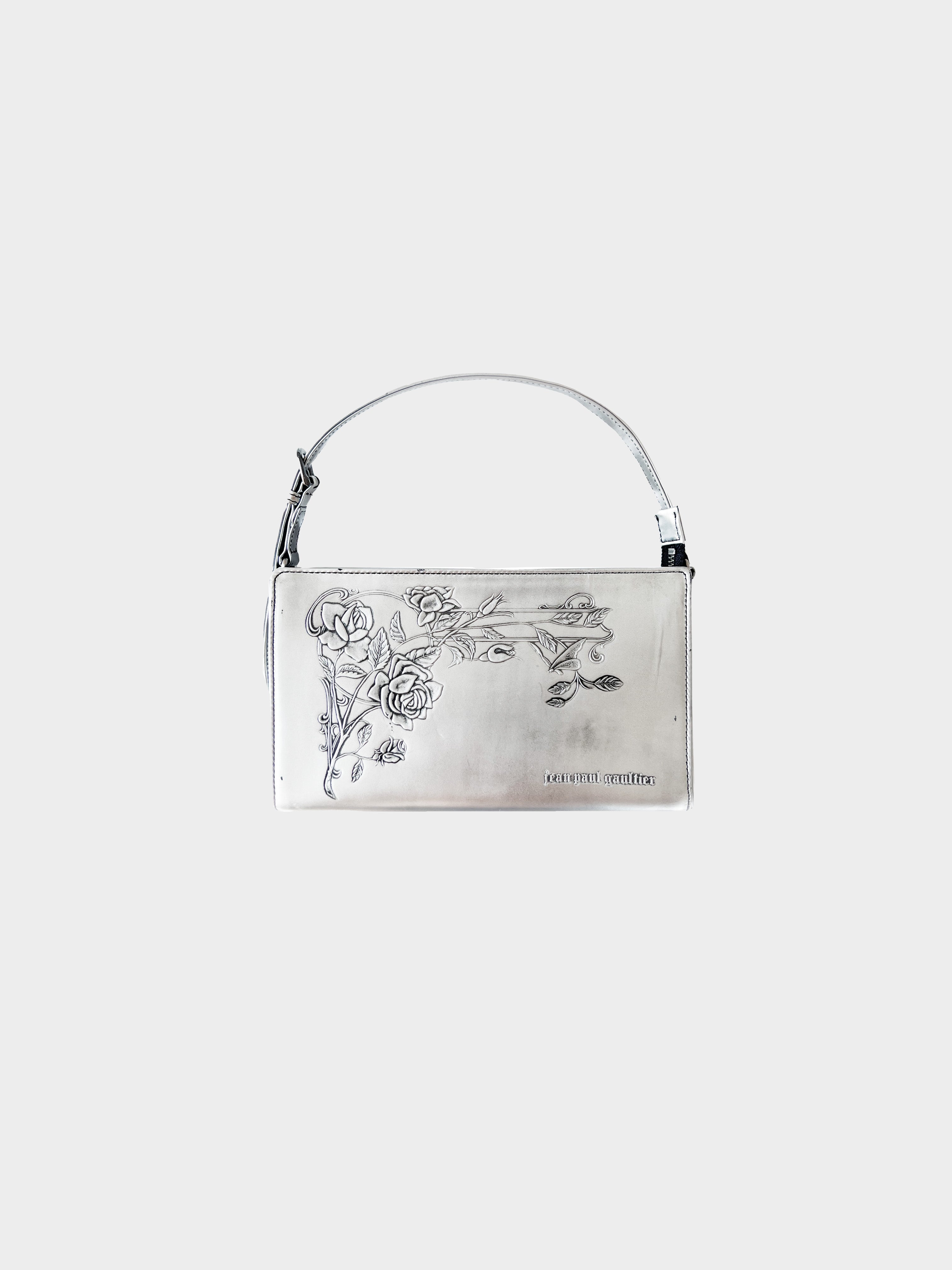 Jean Paul Gaultier 2000s Silver Metallic Roses Bag