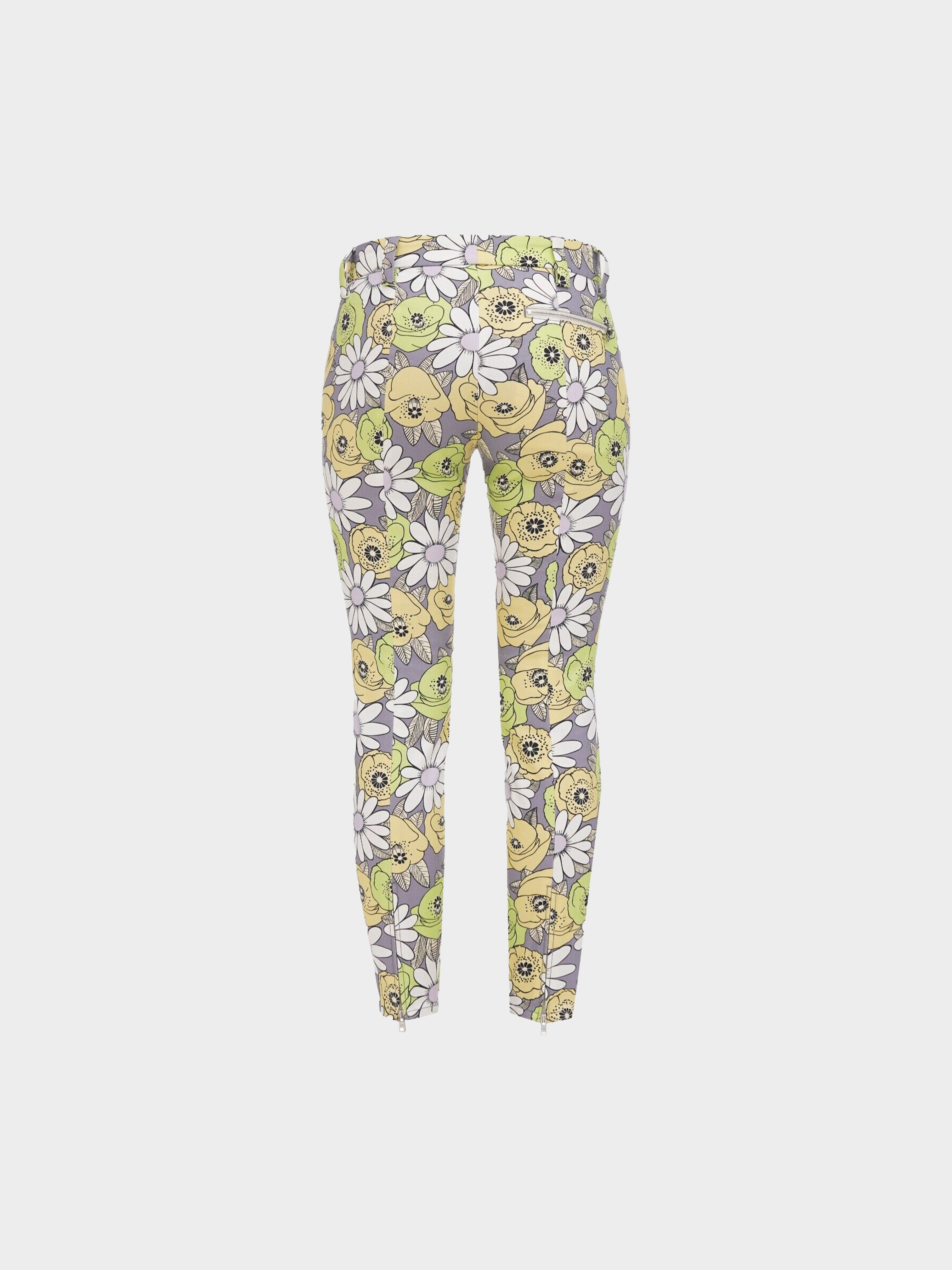 Prada 2019 Floral Print Logo Skinny Leg Pants