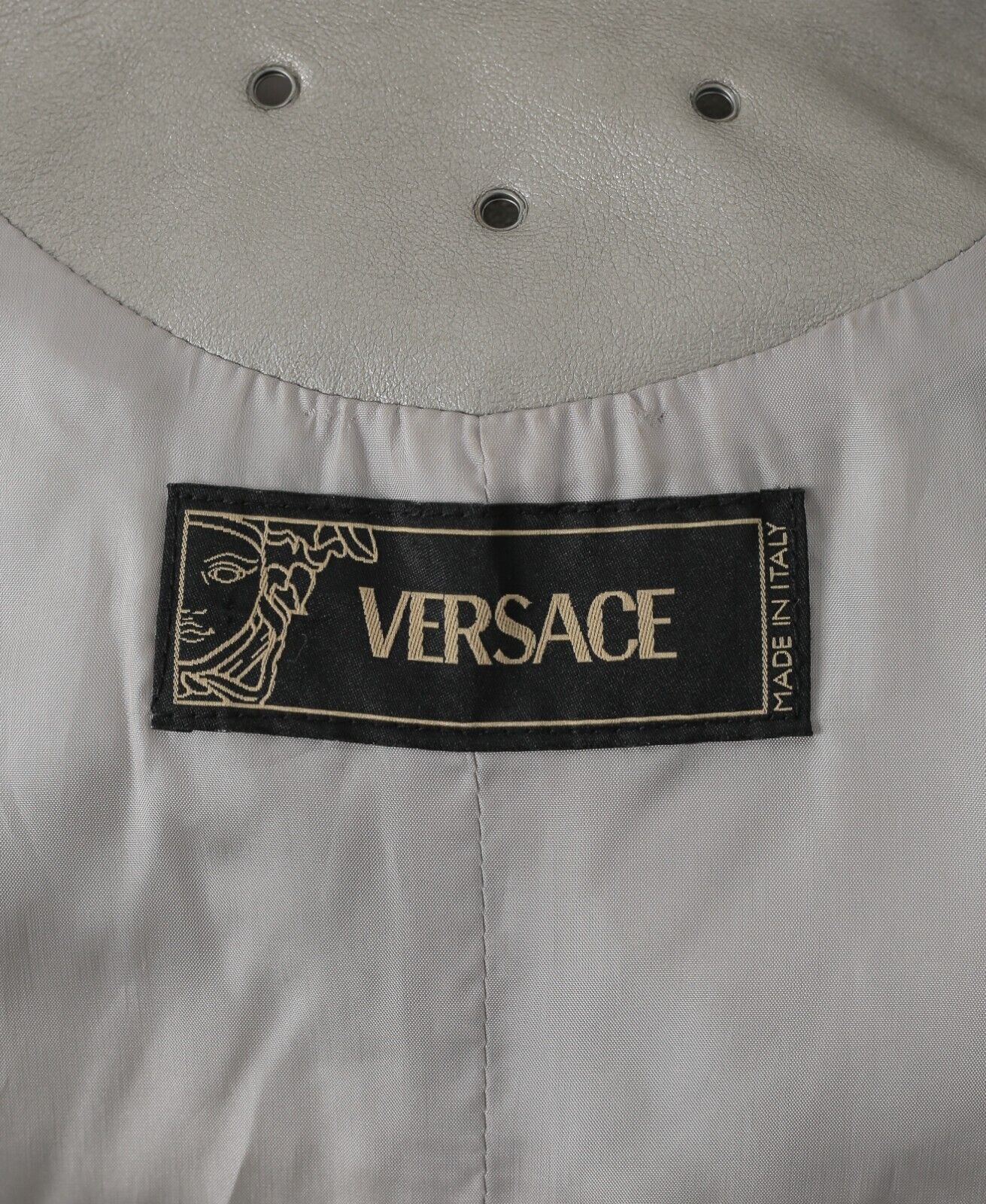 Versace 2000s Silver Lace Up Biker Jacket