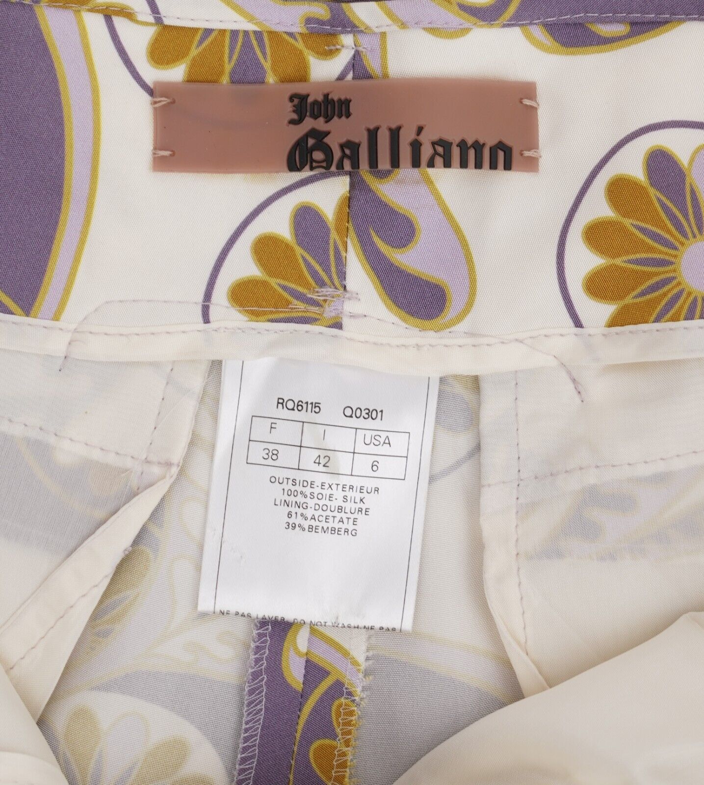 John Galliano 2000s Silk Paisley Print Low Rise Cropped Pants