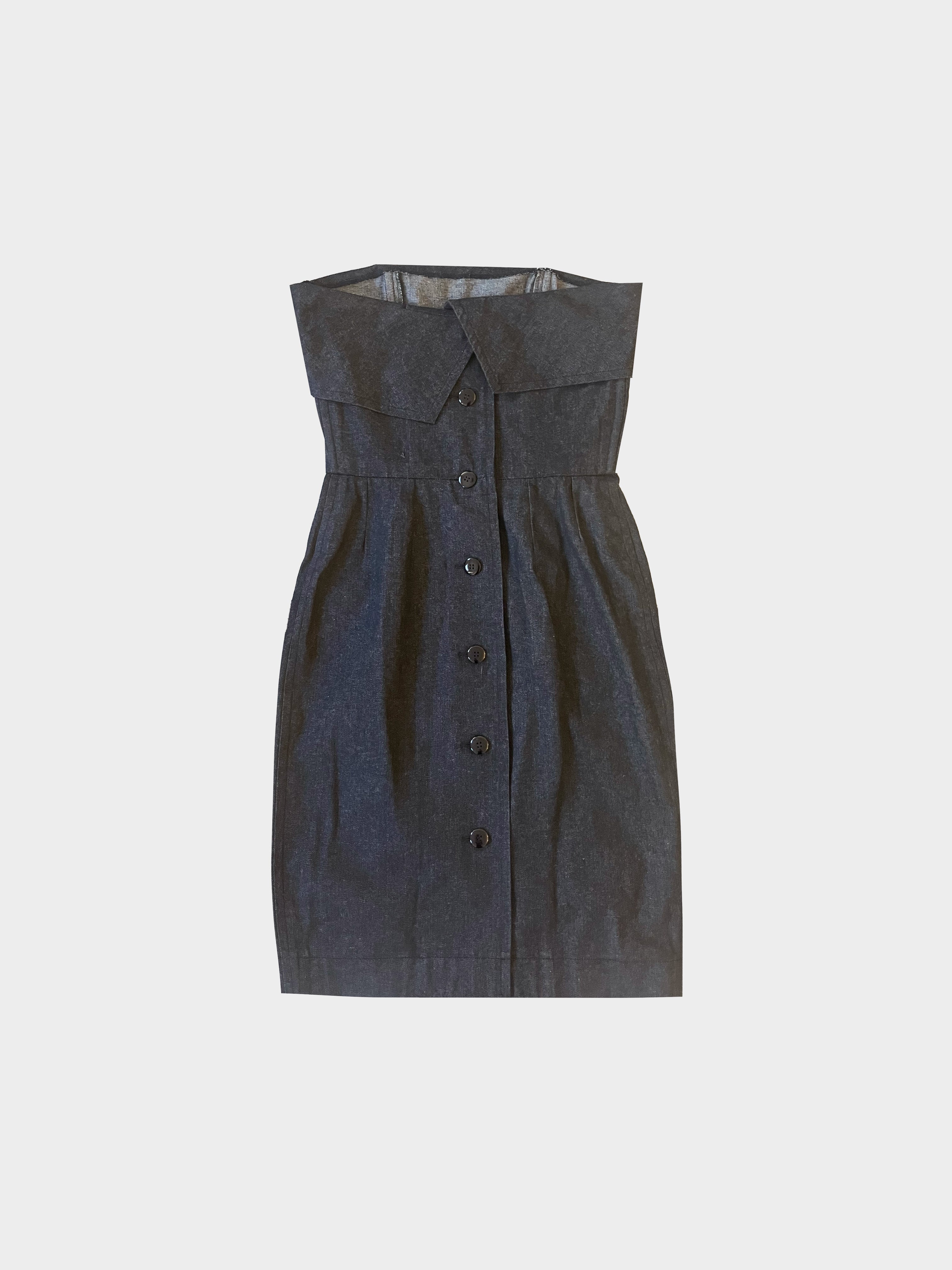Yves Saint Laurent SS 1987 Strapless Denim Dress