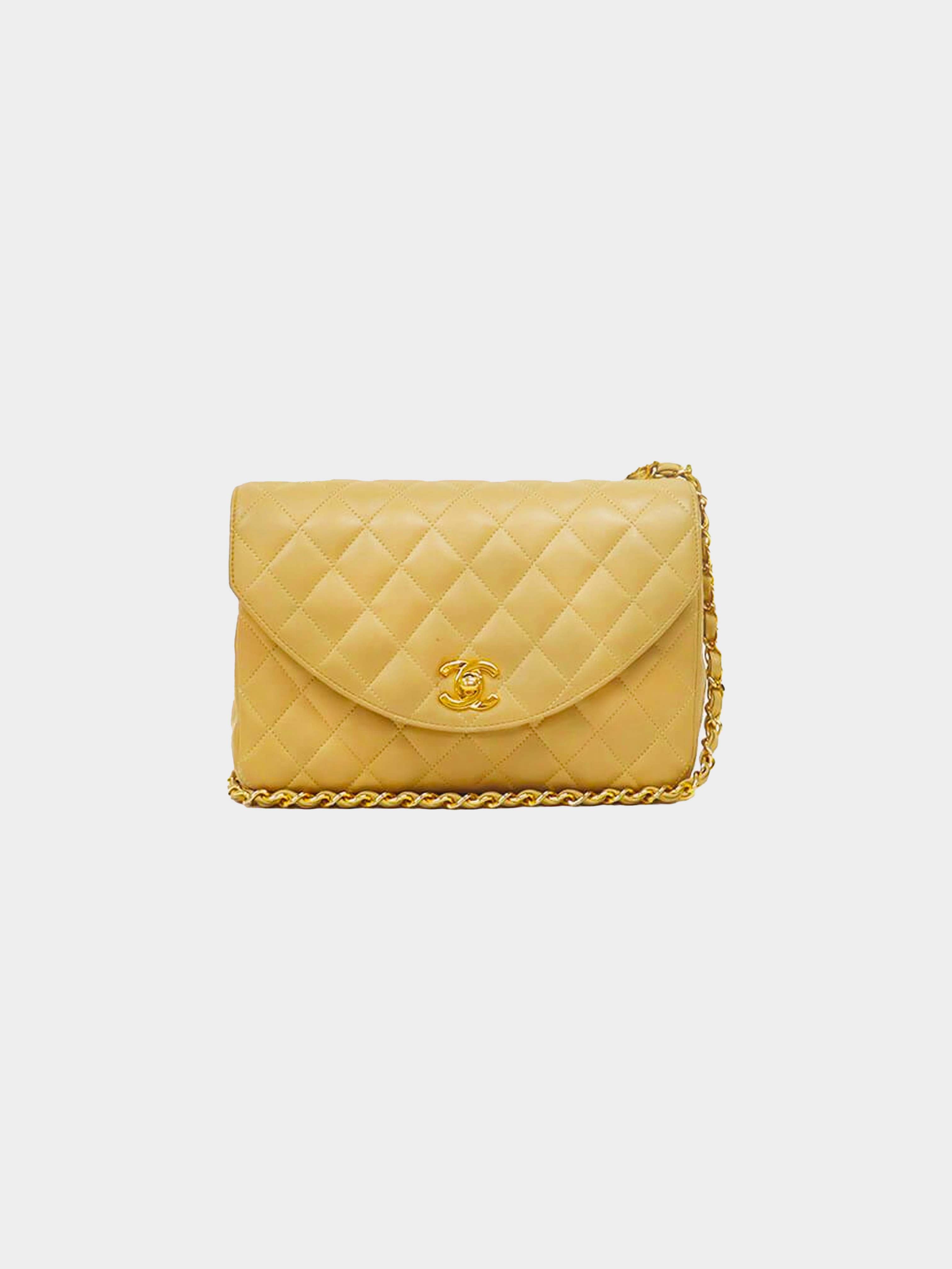 Chanel 1991 Beige Quilted Leather Flap Bag · INTO