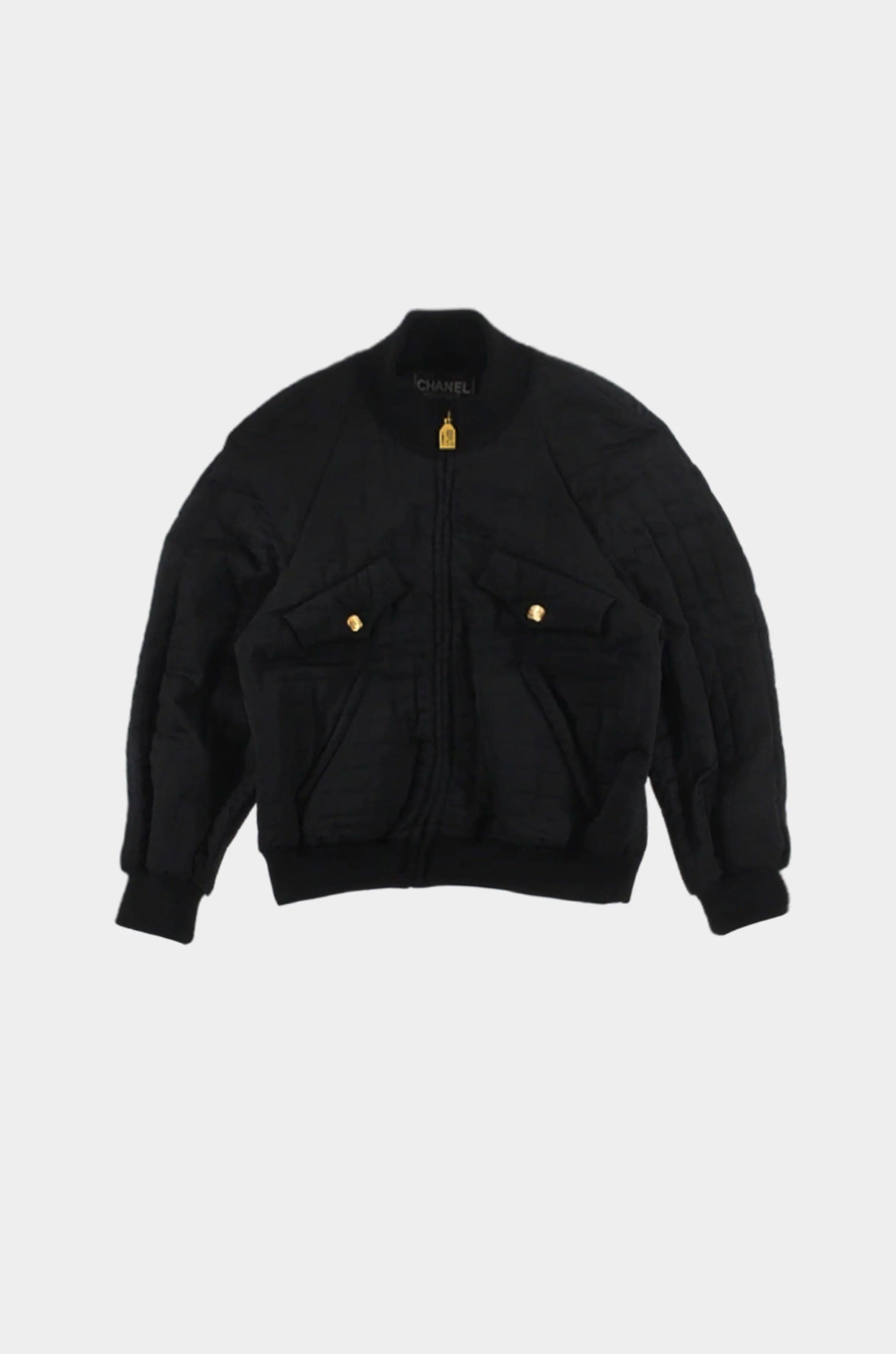 Chanel 1980s Black Quilted Bomber Jacket · INTO