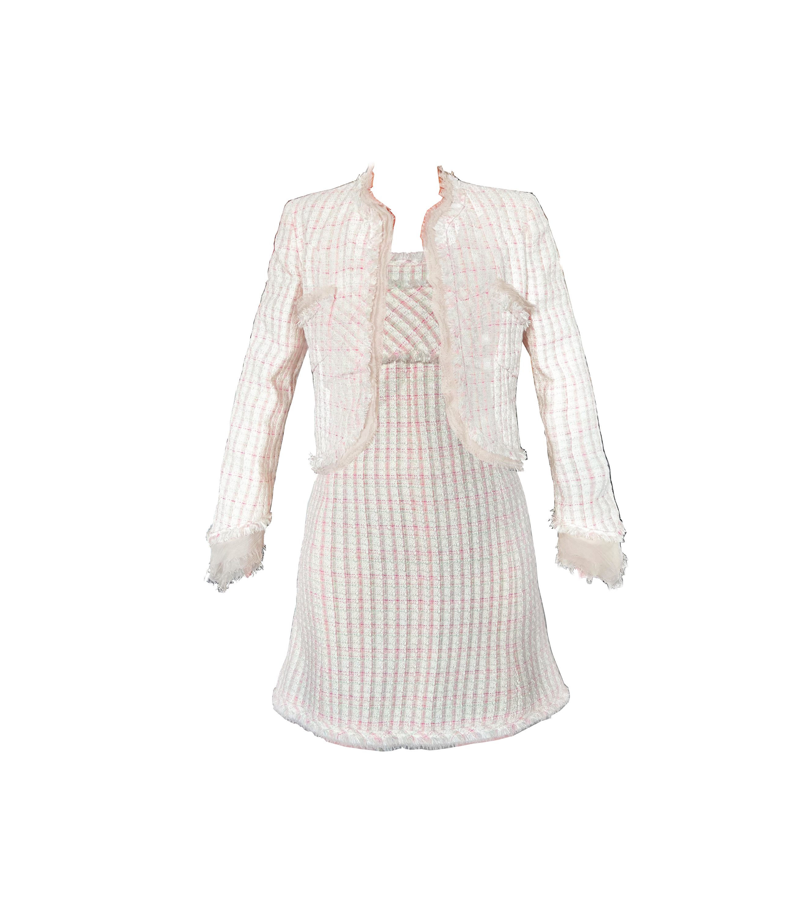 Chanel Pink 2004 Rare Tweed Wool Set