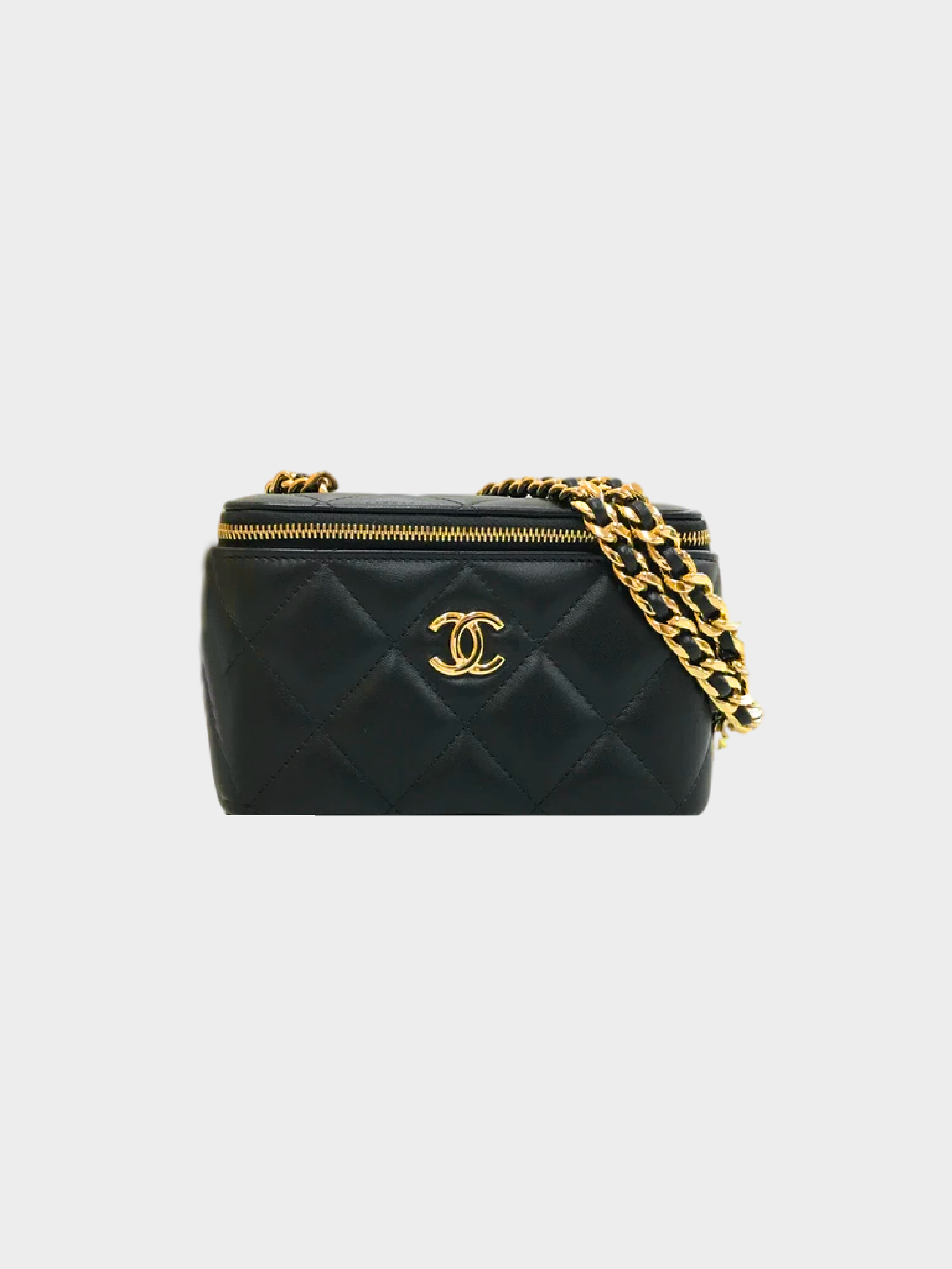 Chanel Classic Vanity Rectangular Top Handle With Chain Black