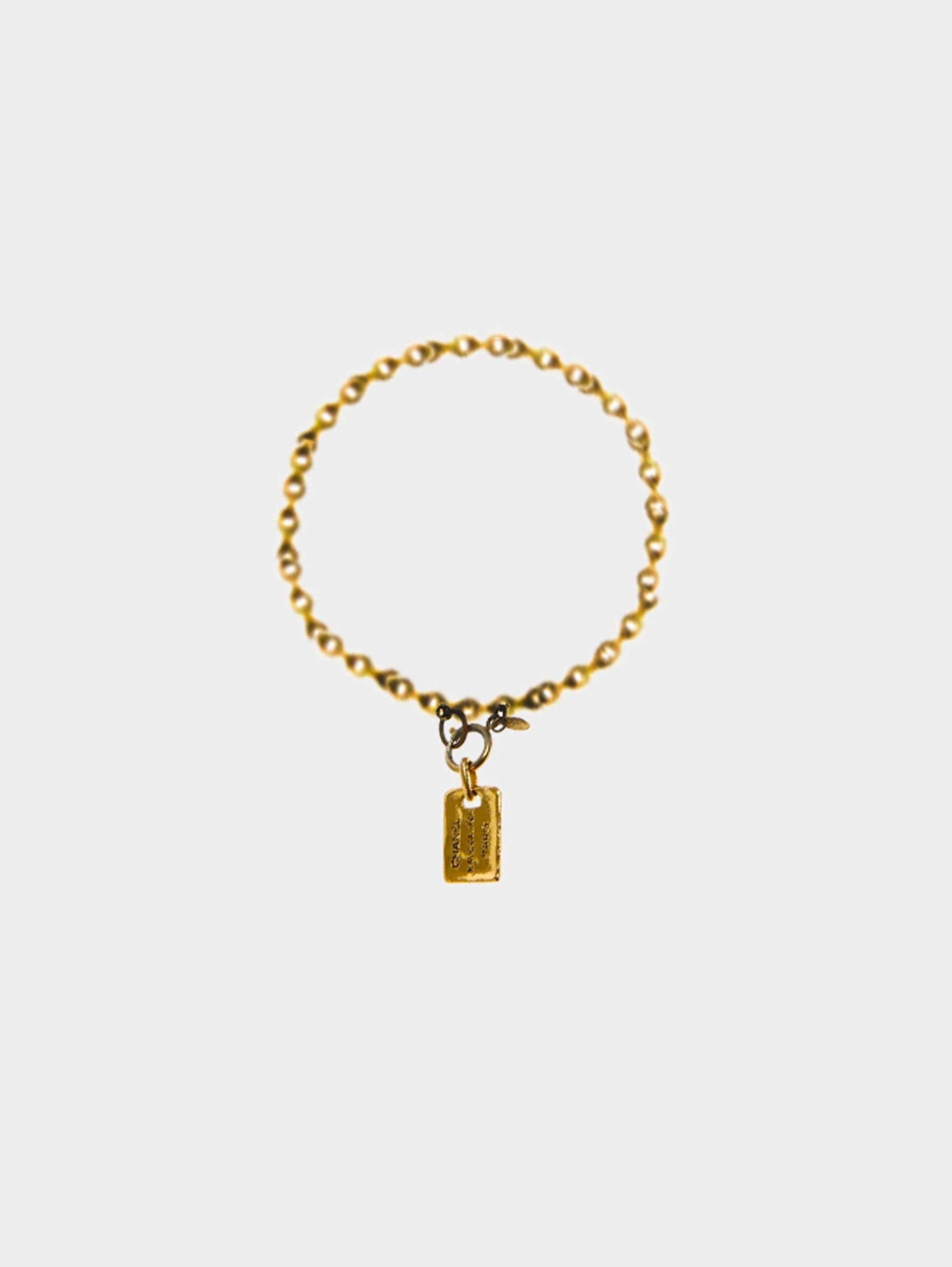 Chanel 1994 Logo Gold Plated Dog Tag Necklace