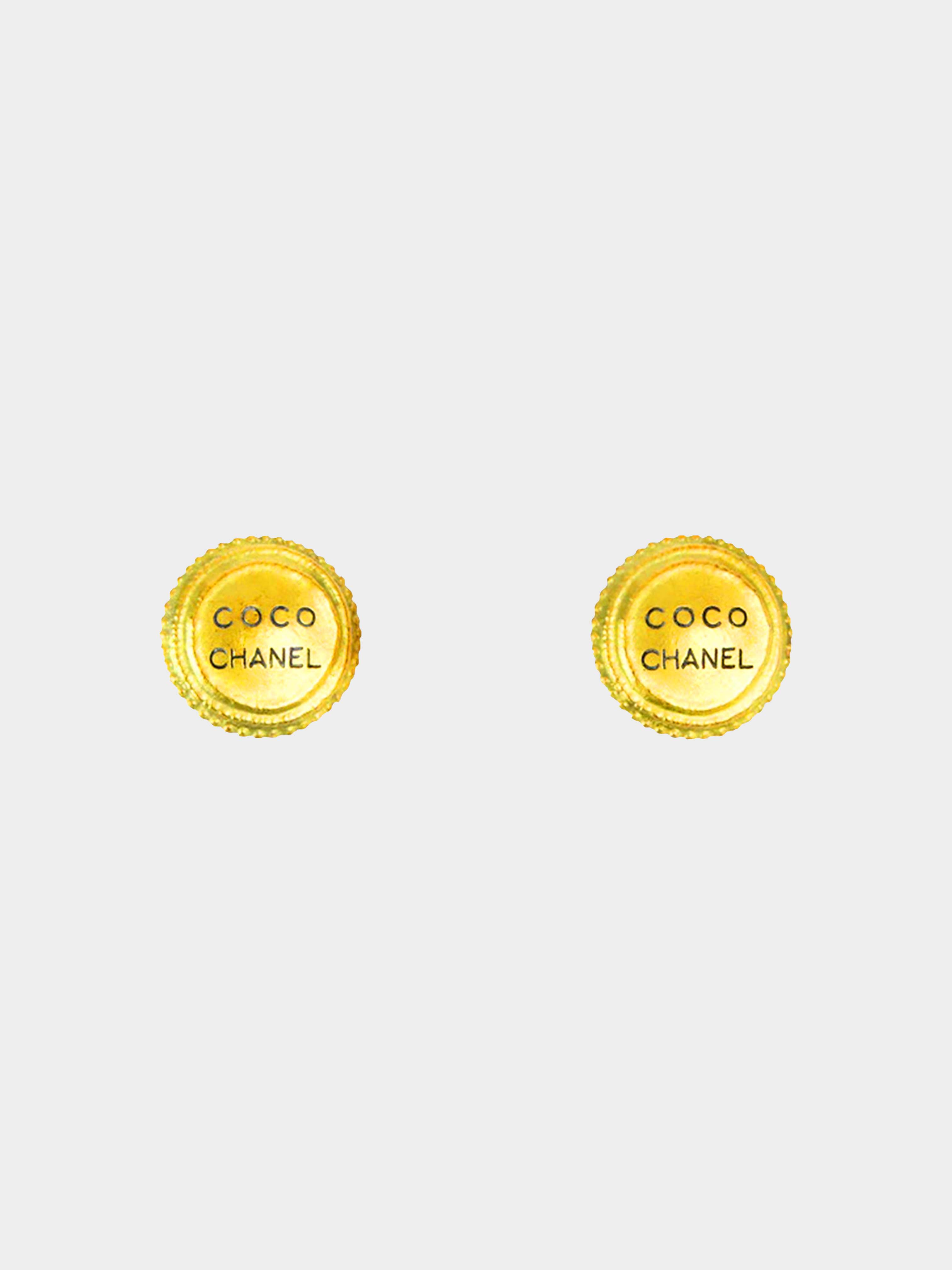 Chanel 1994 Gold Button Earrings · INTO
