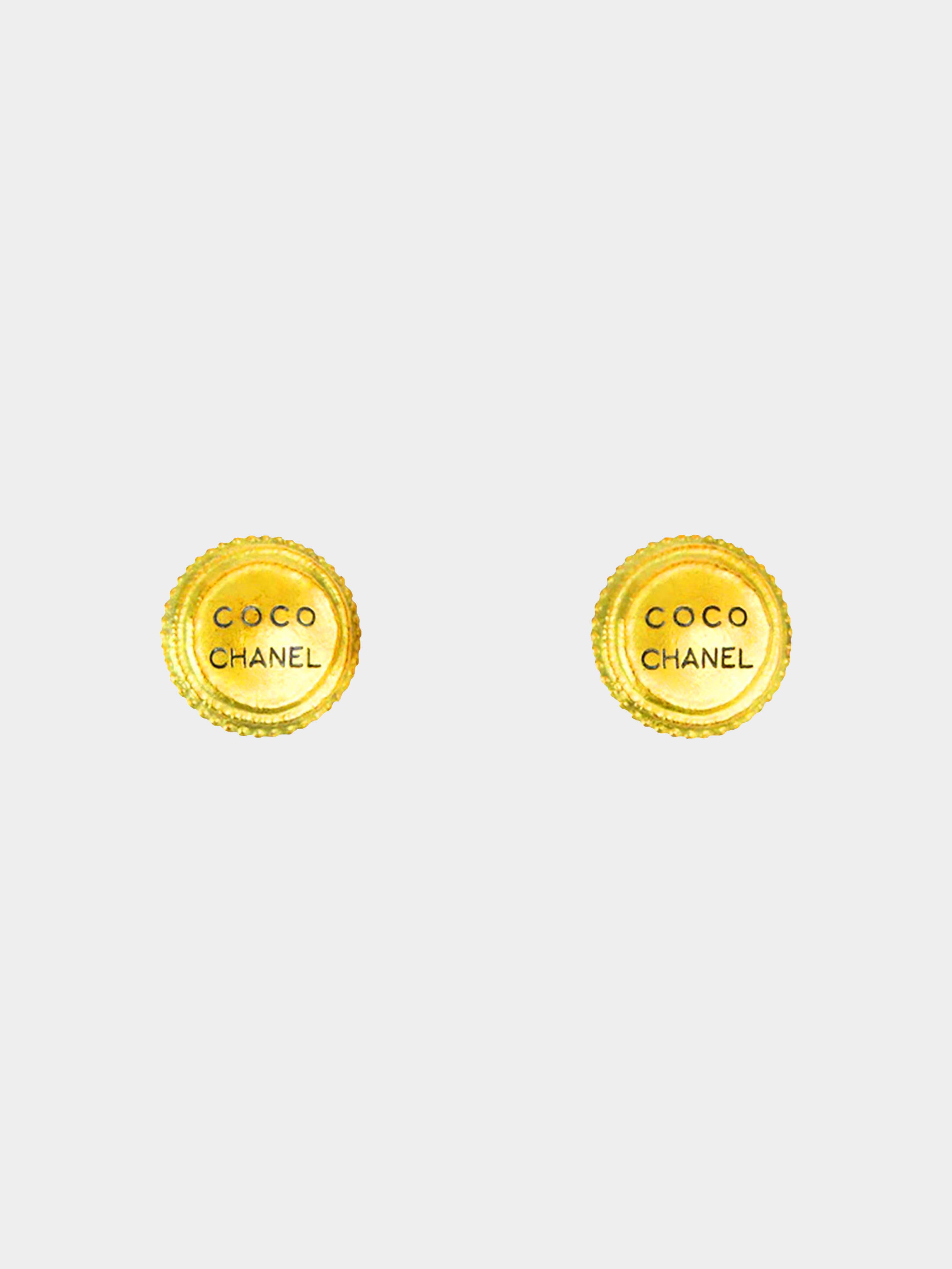 Chanel 1994 Gold Button Earrings