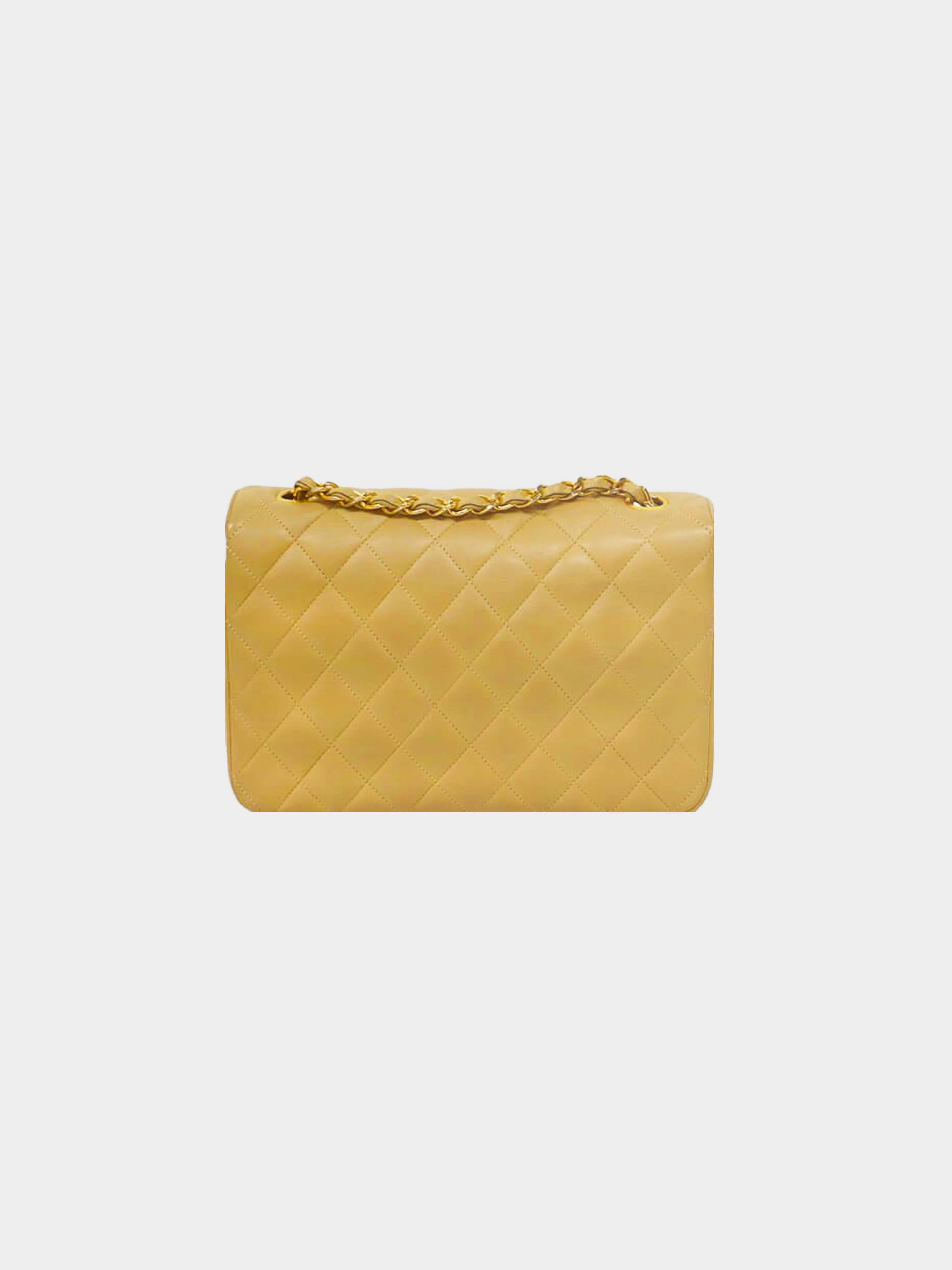 Chanel 1991 Beige Quilted Leather Flap Bag