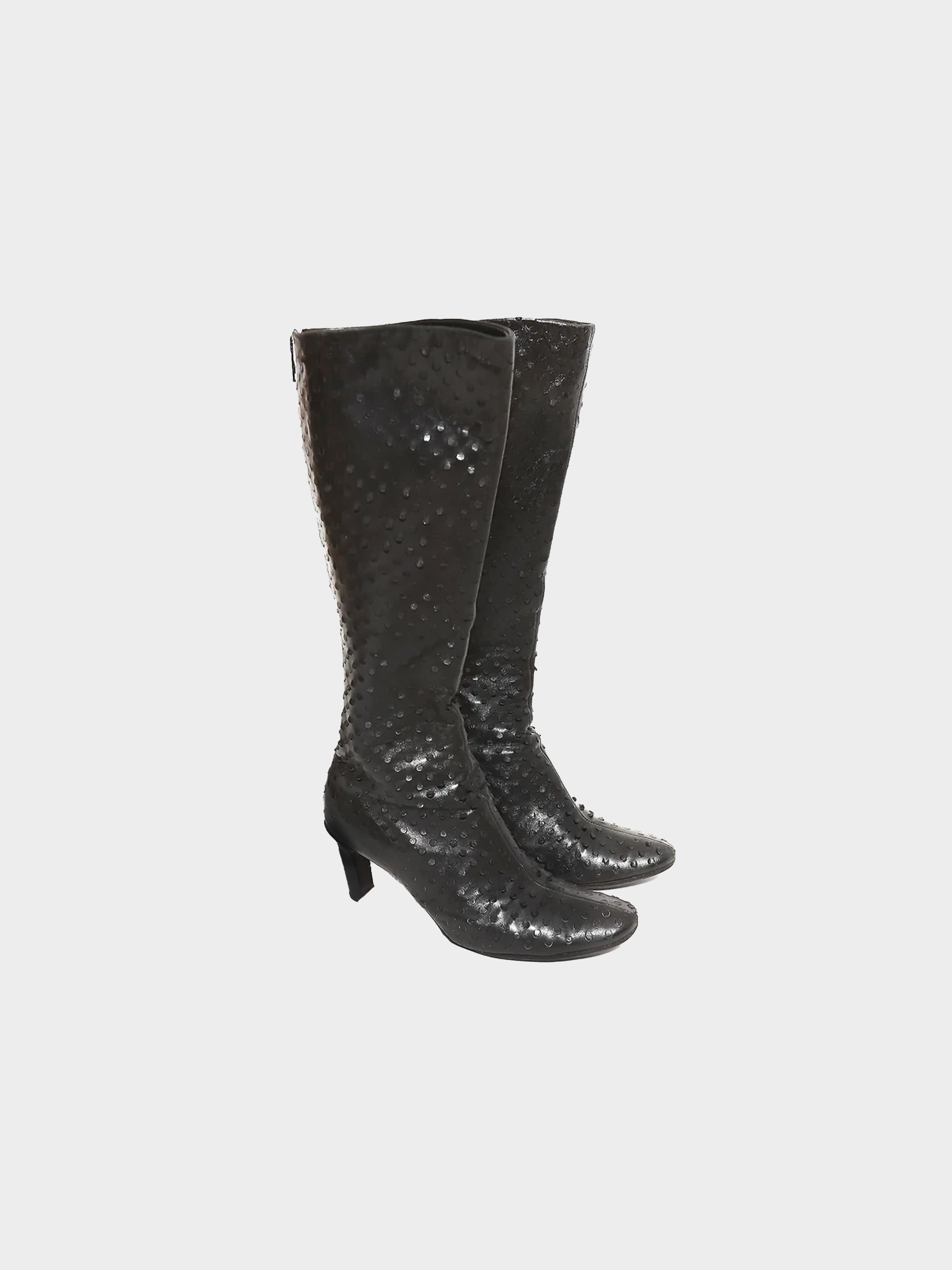 Helmut Lang Early 2000s Perforated Leather Boots · INTO