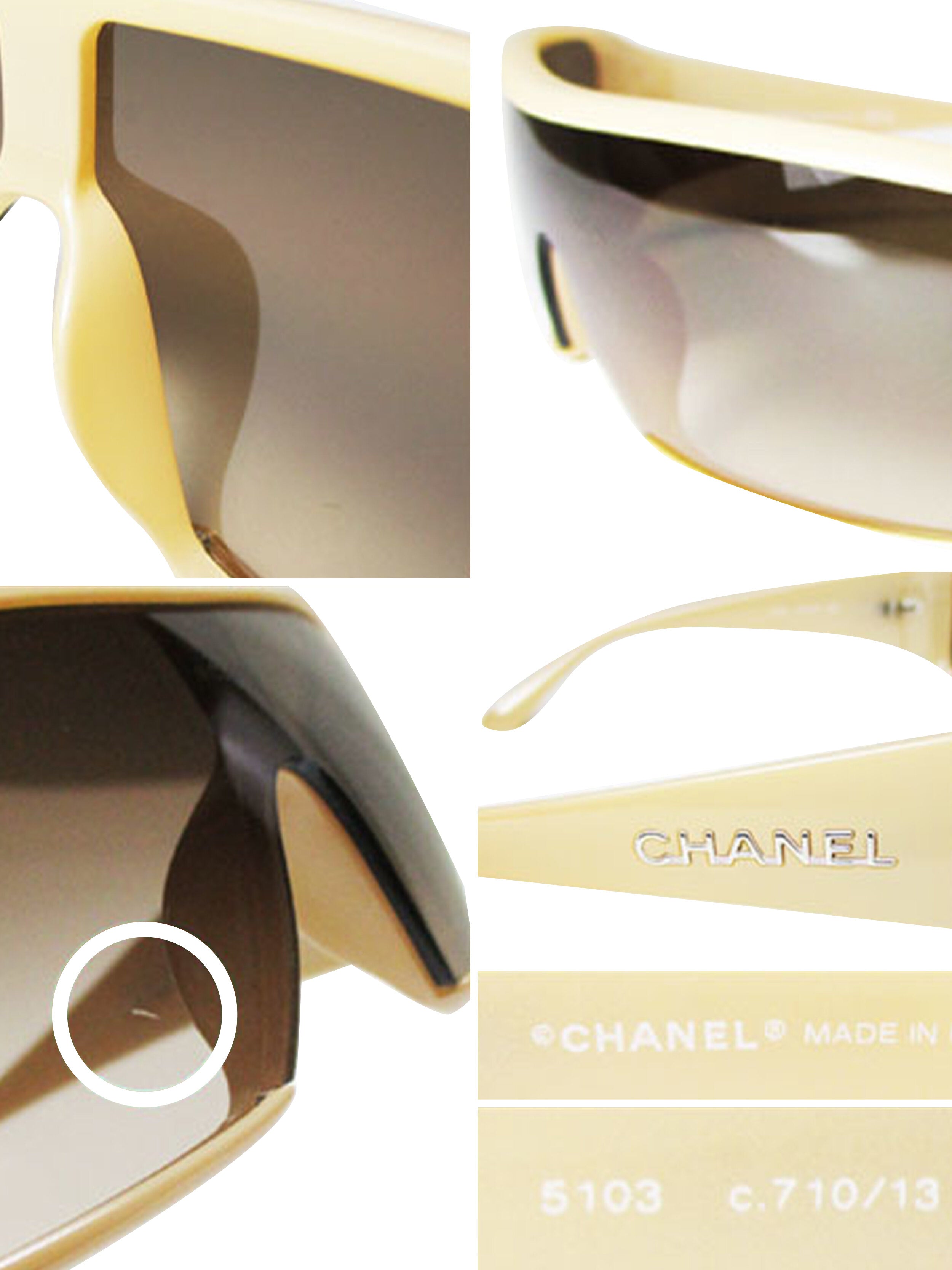 Chanel 2000s Rare Sports Shield Beige Sunglasses