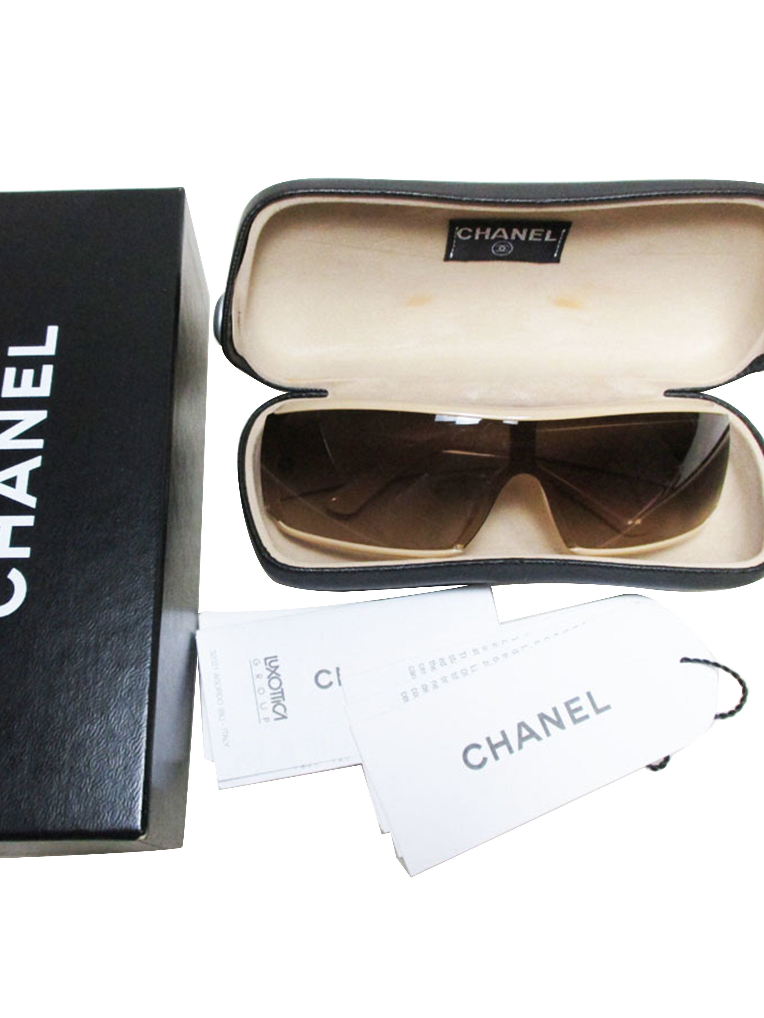 Chanel 2000s Rare Sports Shield Beige Sunglasses · INTO