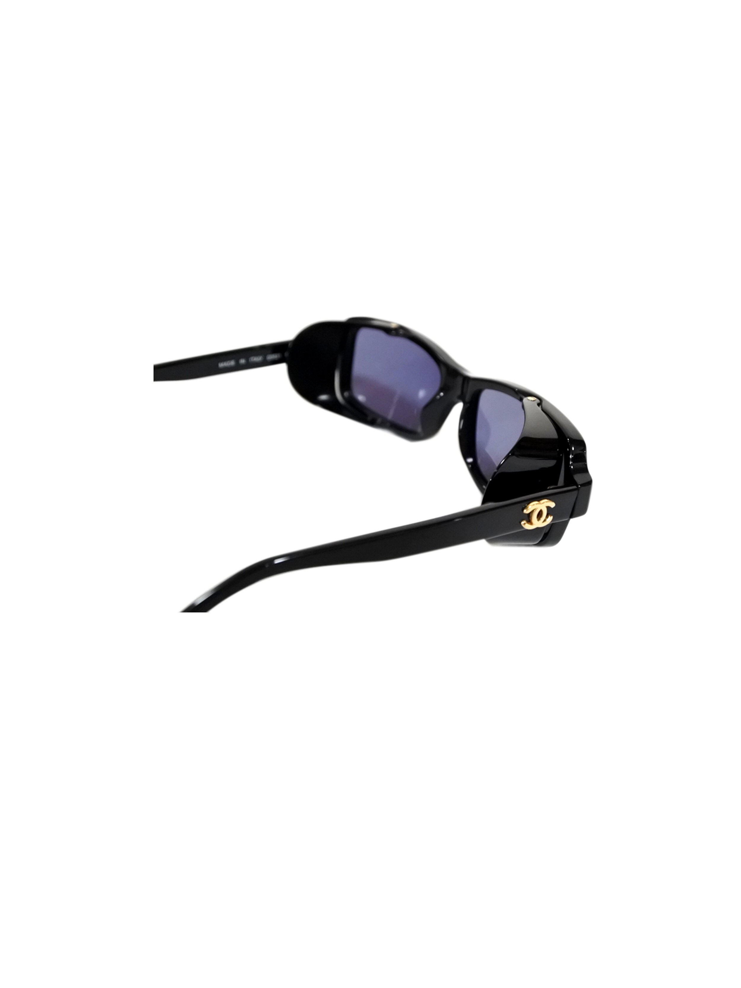 Chanel 2000s Black and Purple Rare Visor Sunglasses · INTO