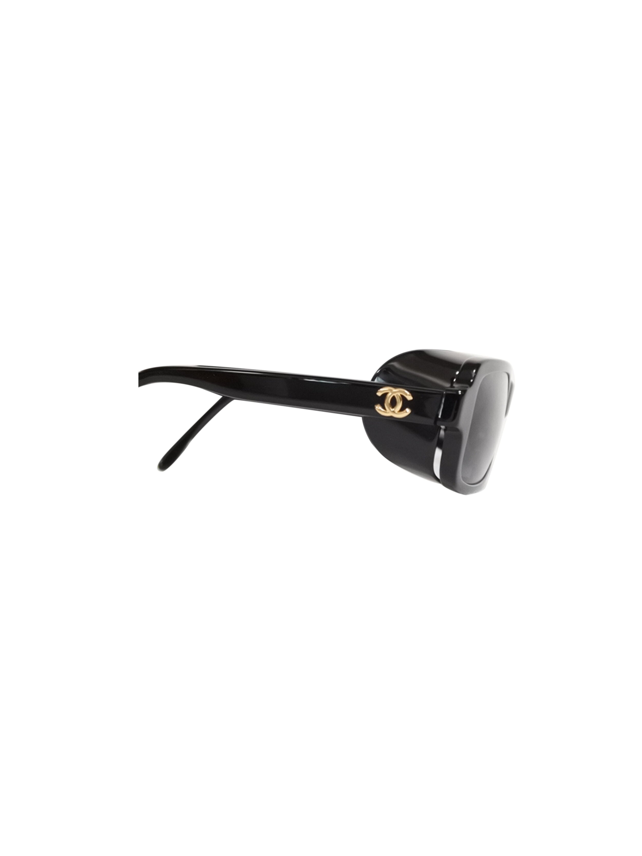 Chanel 2000s Black and Purple Rare Visor Sunglasses · INTO