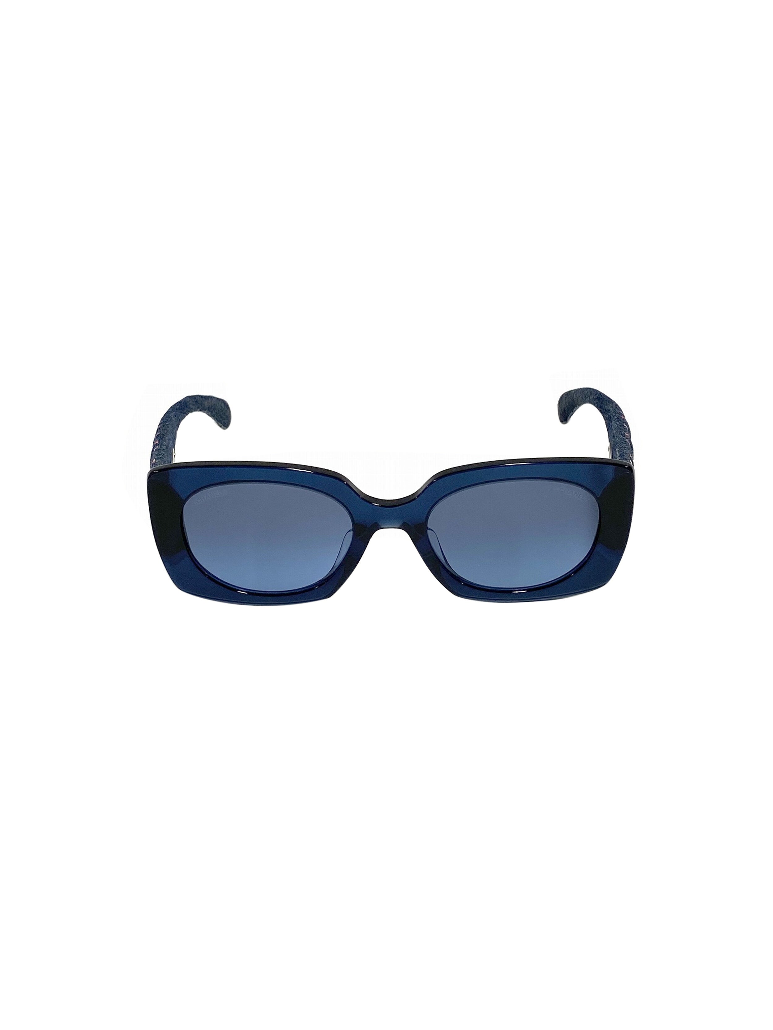 Chanel 2000s Blue Denim Quilted Sunglasses · INTO