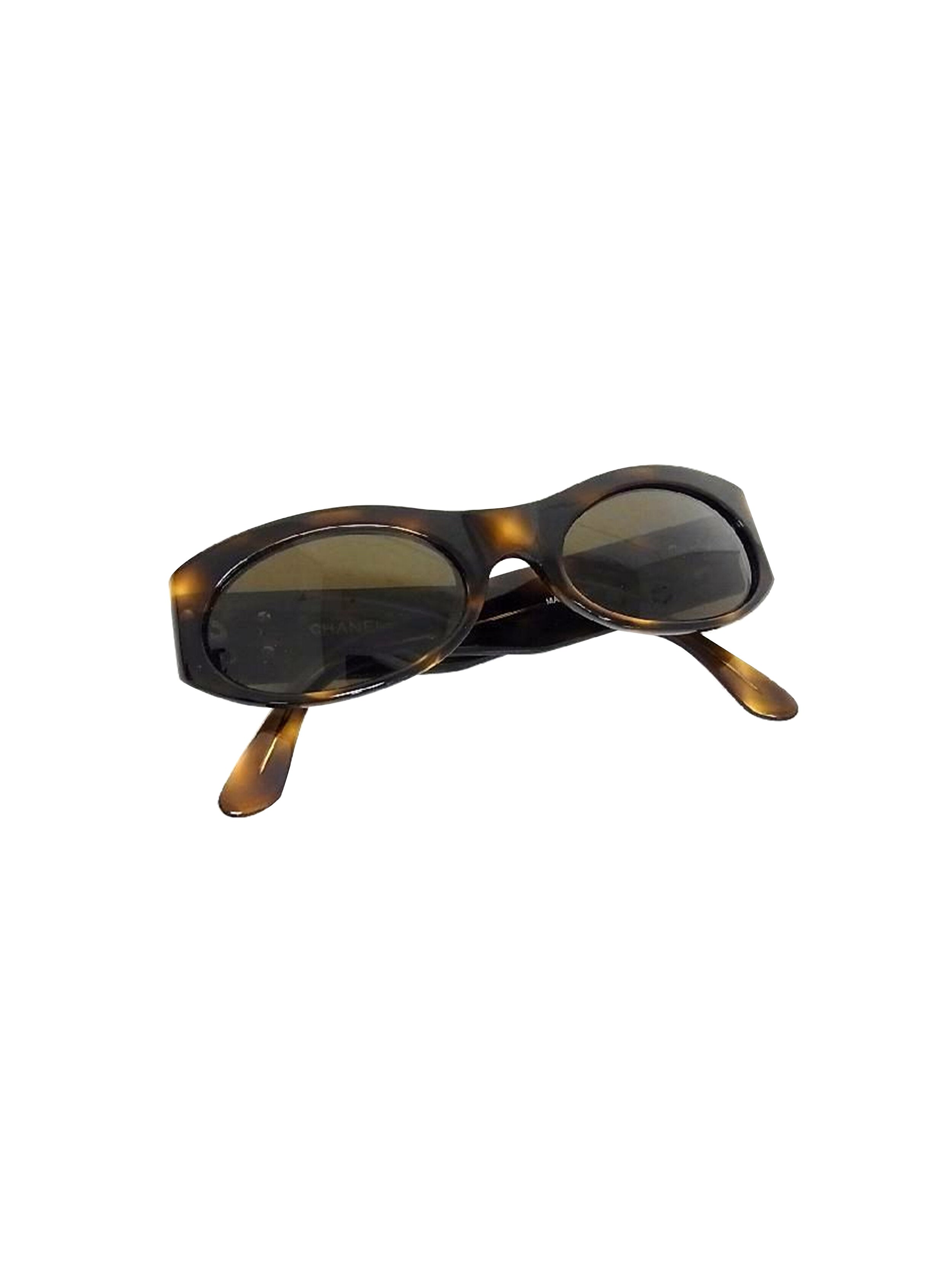 Chanel 2000s Brown Tortoise Sunglasses · INTO