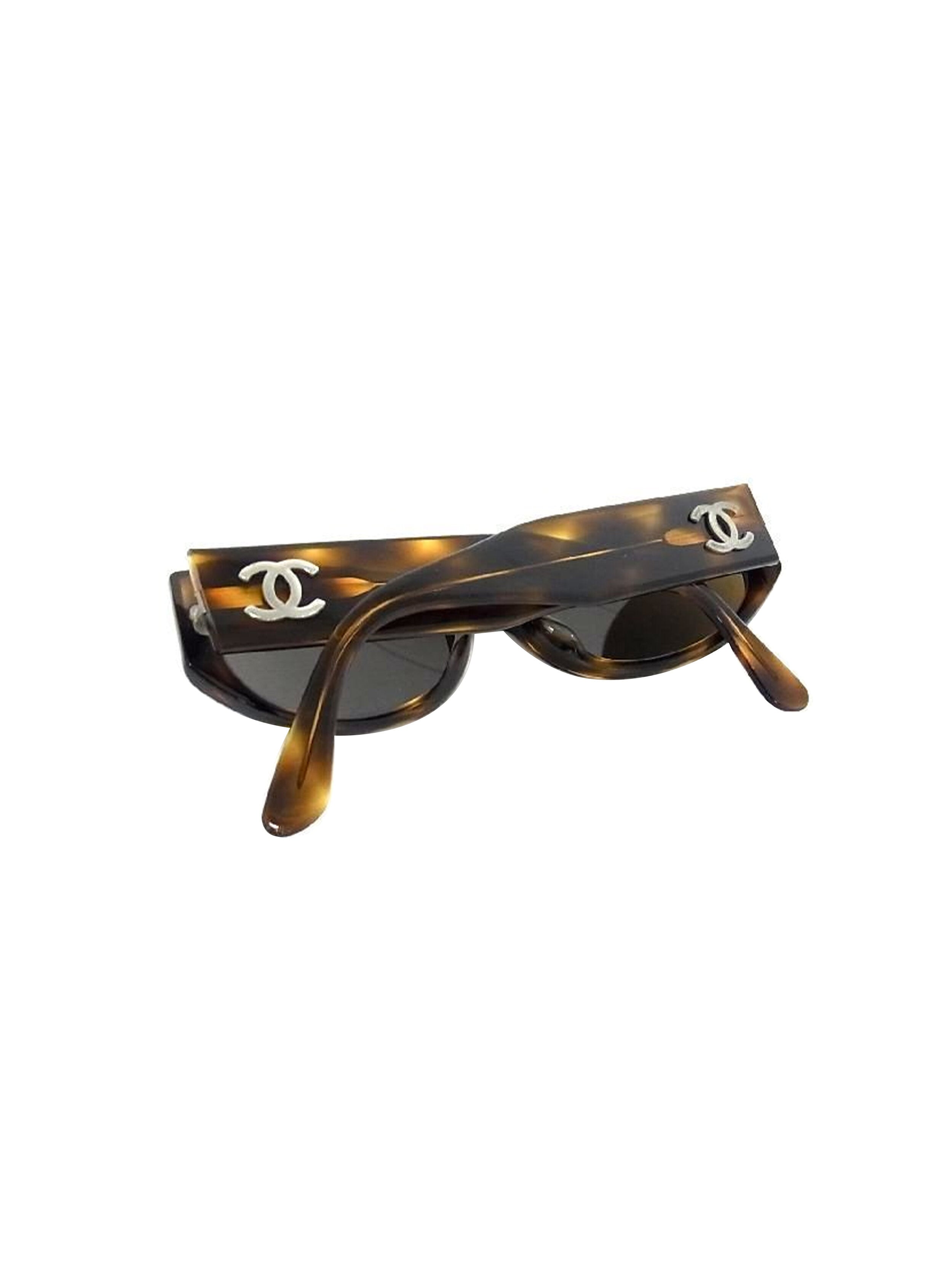 Chanel 2000s Wrap Frame Tortoise Sunglasses · INTO