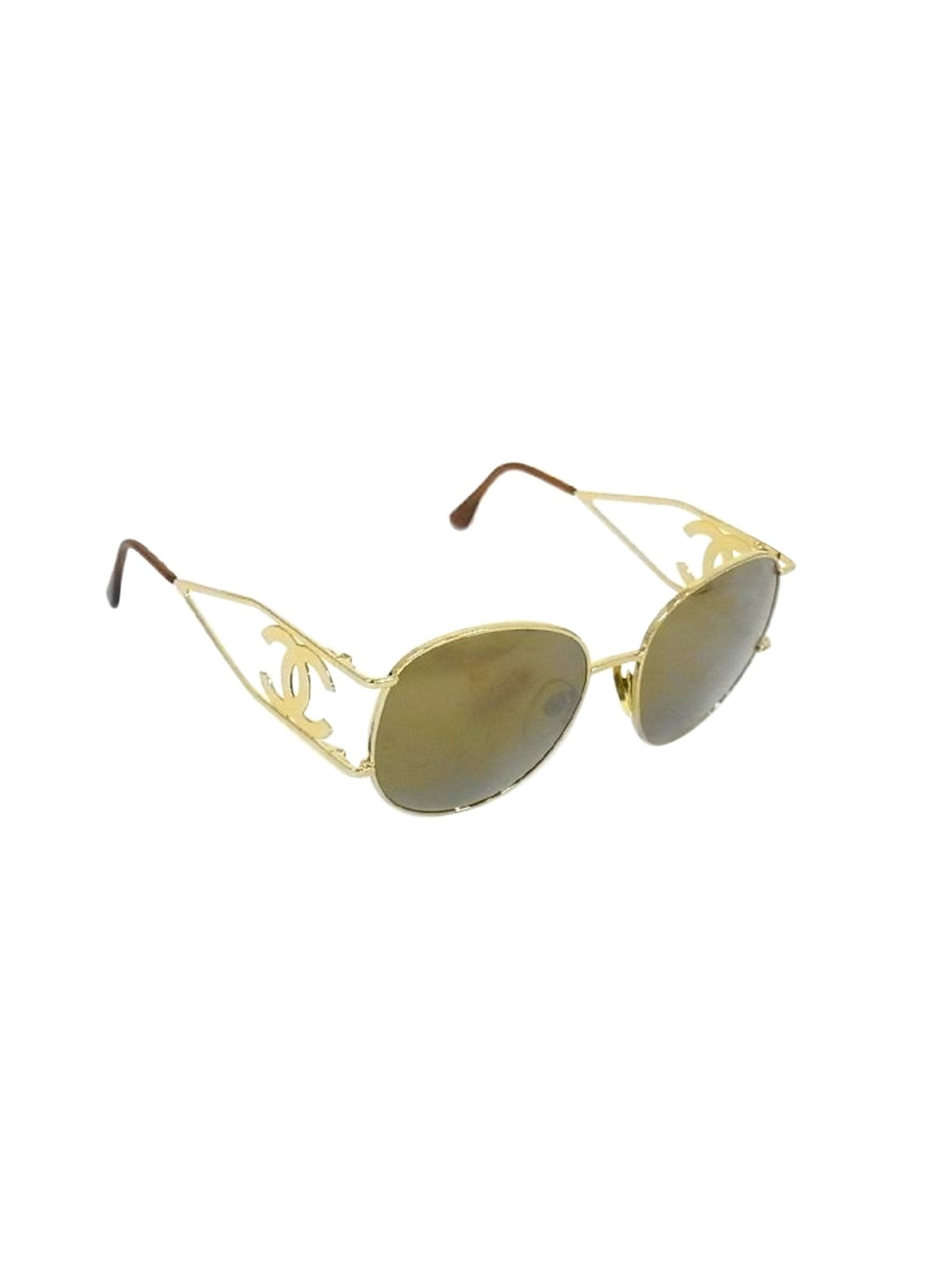 Chanel GoldBlack Aviator Shield Sunglasses  The Lux Portal