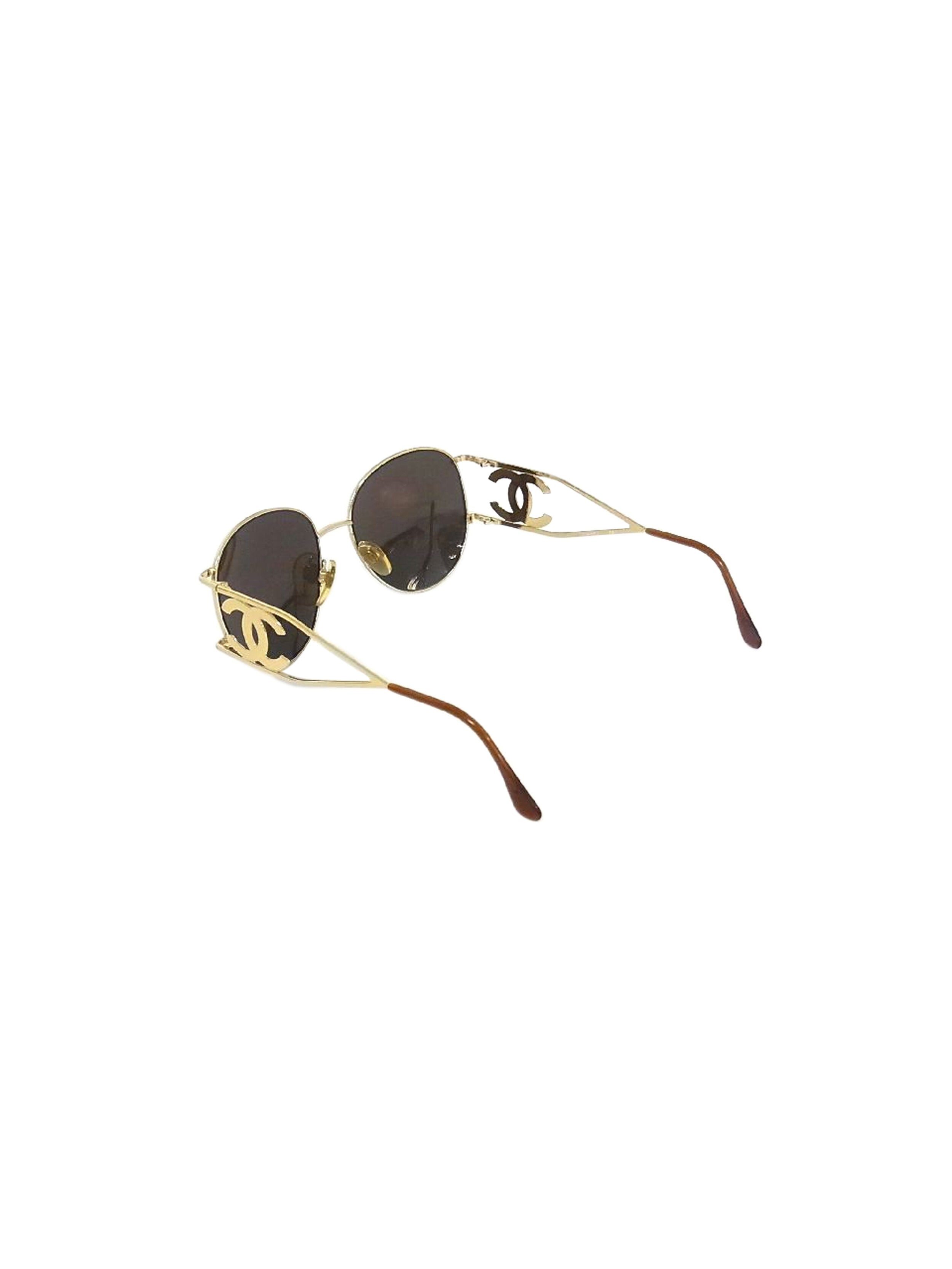 Chanel 2000s Rare Gold Aviator Sunglasses