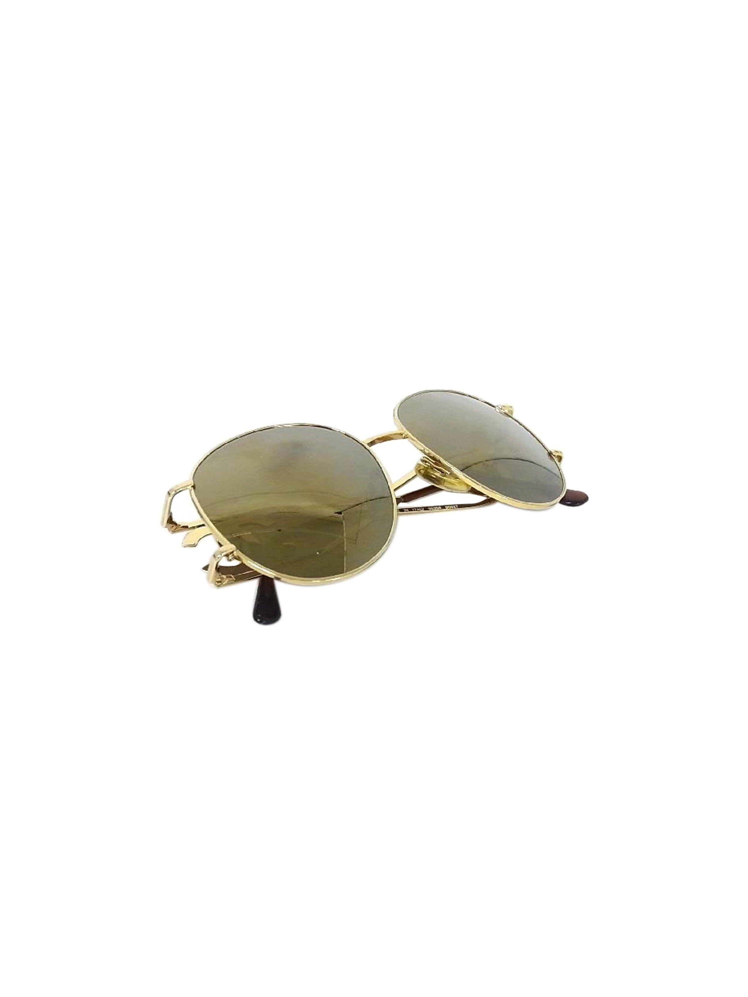 Chanel 2000s Rare Gold Aviator Sunglasses
