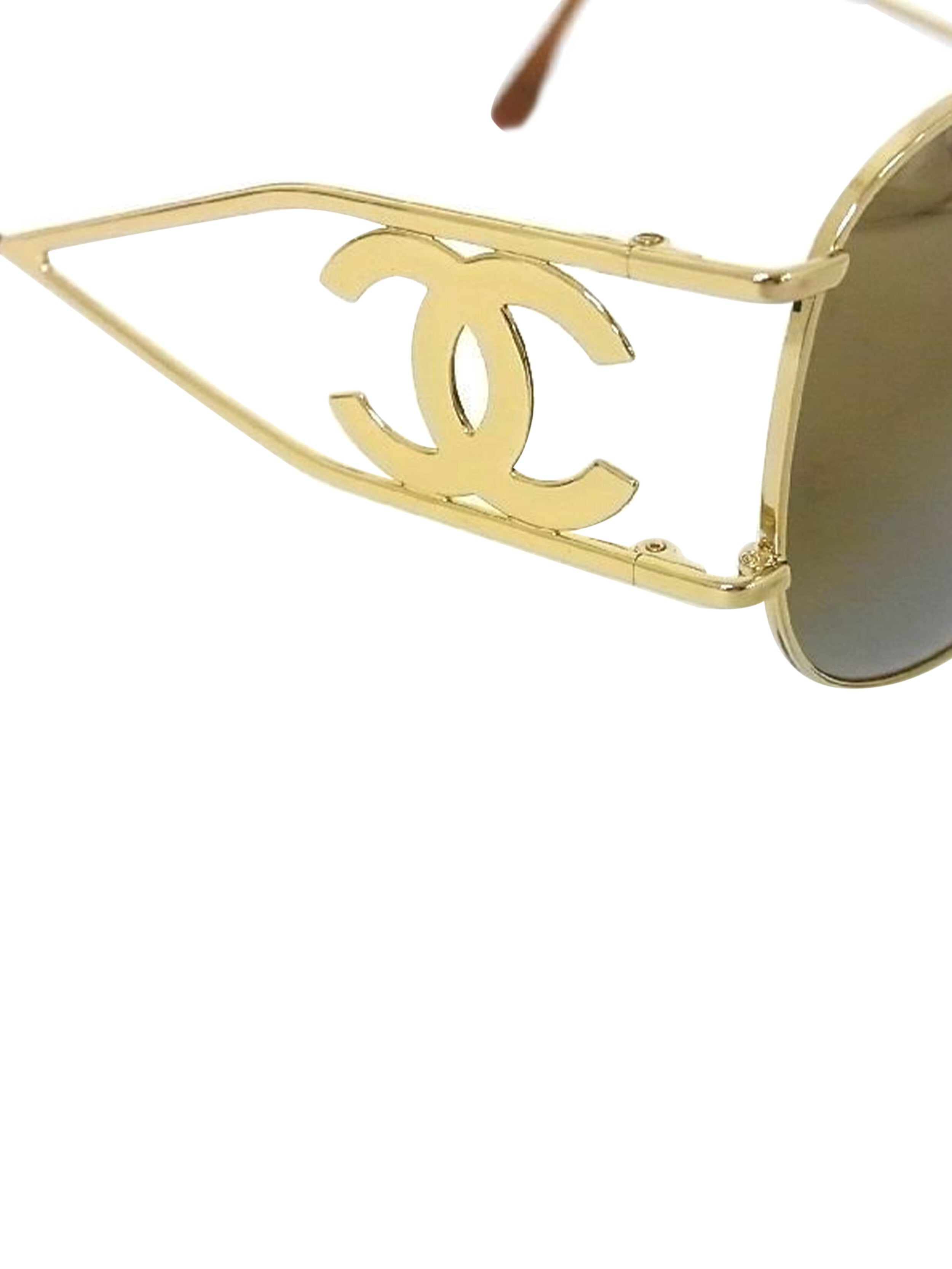 Chanel 2000s Rare Gold Aviator Sunglasses · INTO