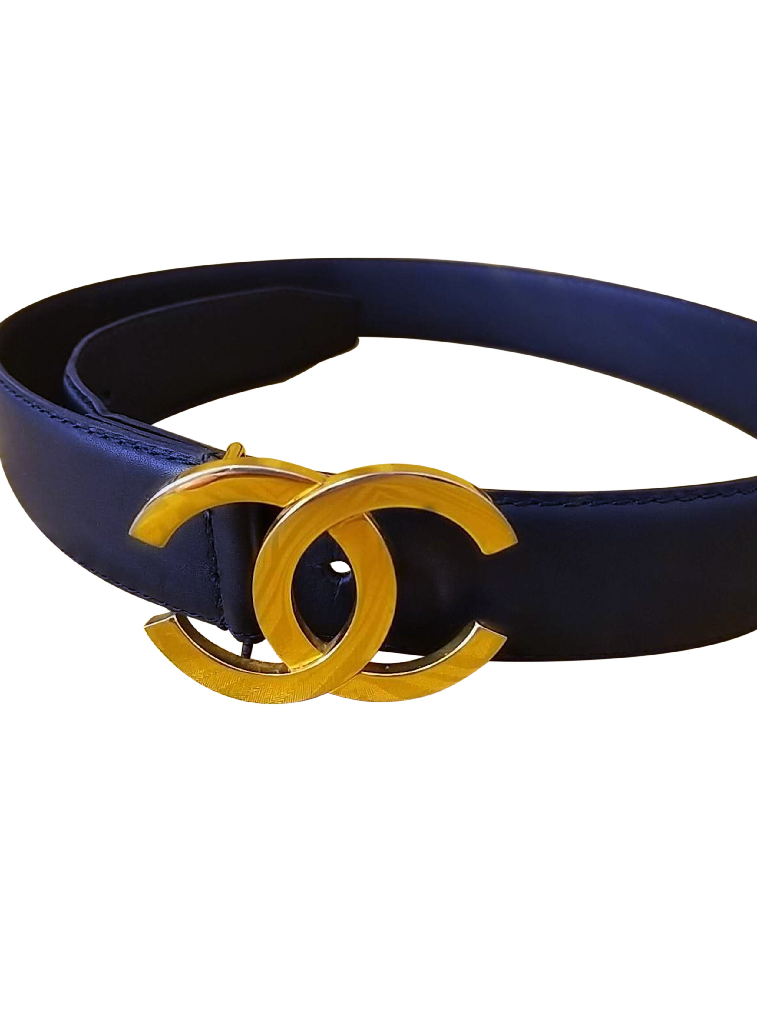 Chanel Navy and Gold Belt · INTO