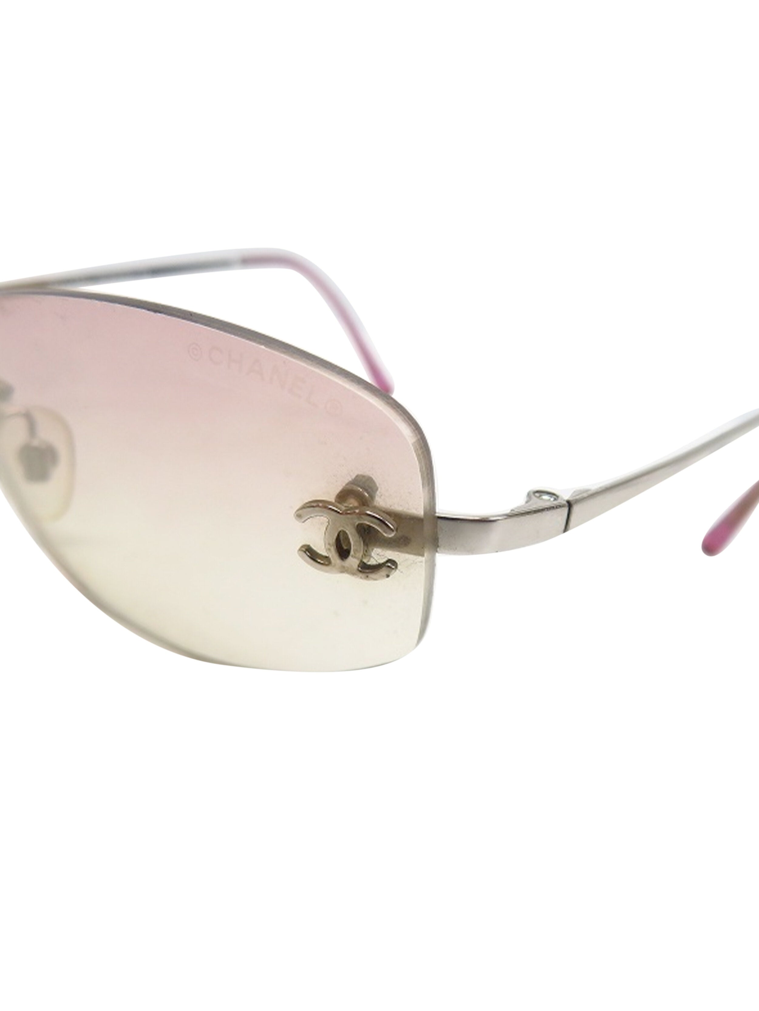 Vintage Chanel Pink Gradient Tinted Sunglasses CC Logo Glasses