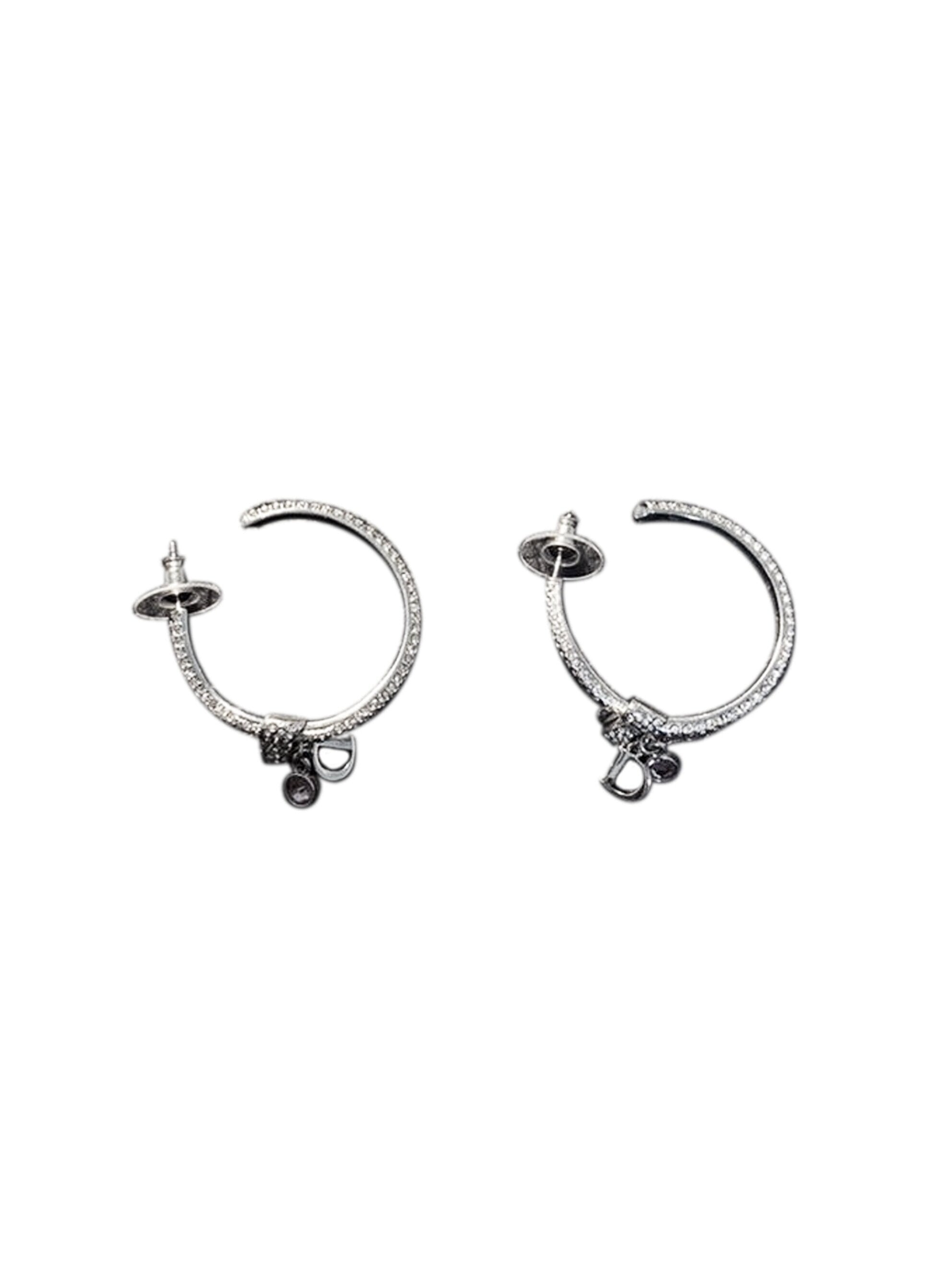 Christian Dior 2000s Silver Bow Hoop Earrings