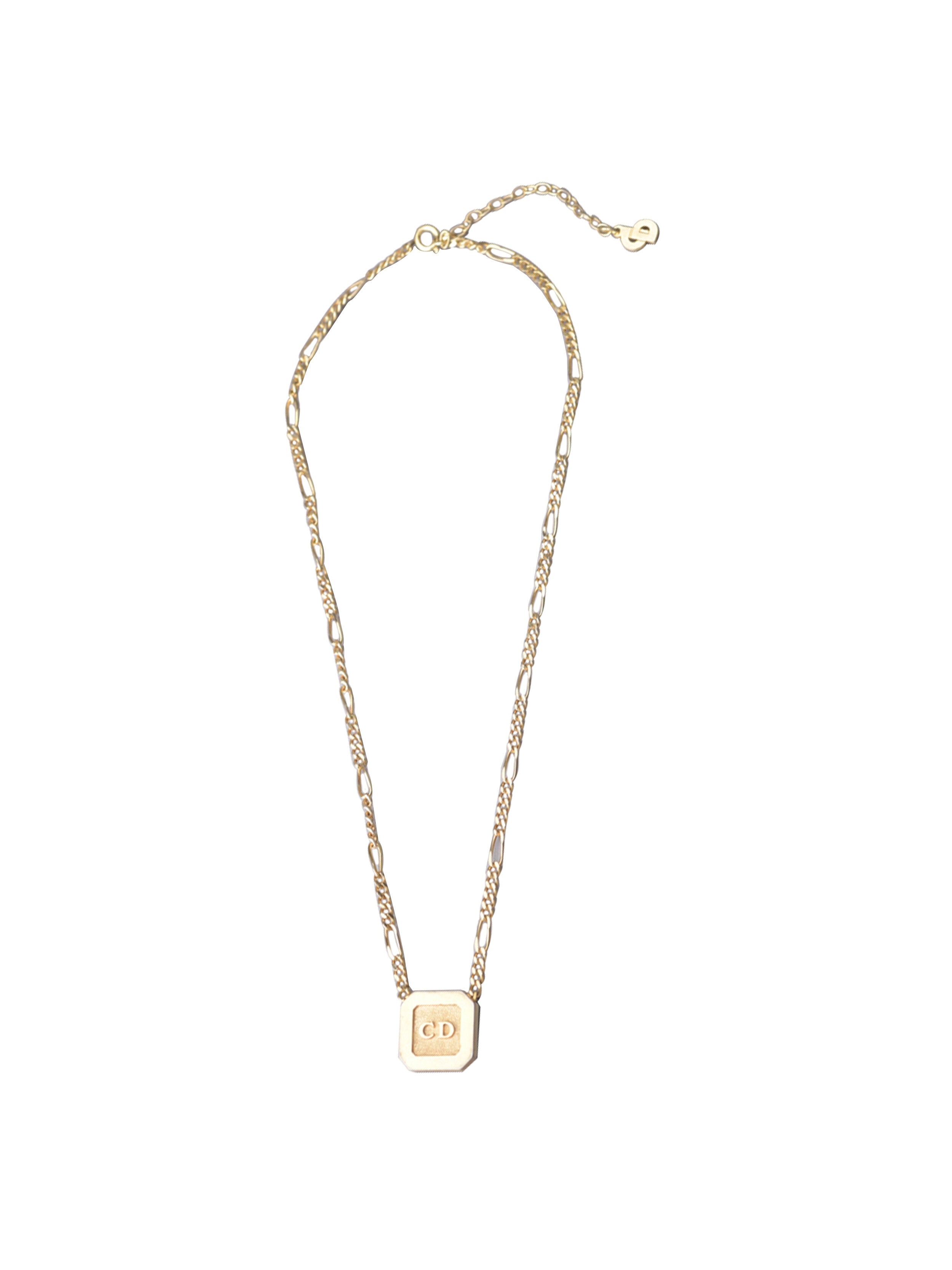 Christian Dior 2000s Gold Square Necklace