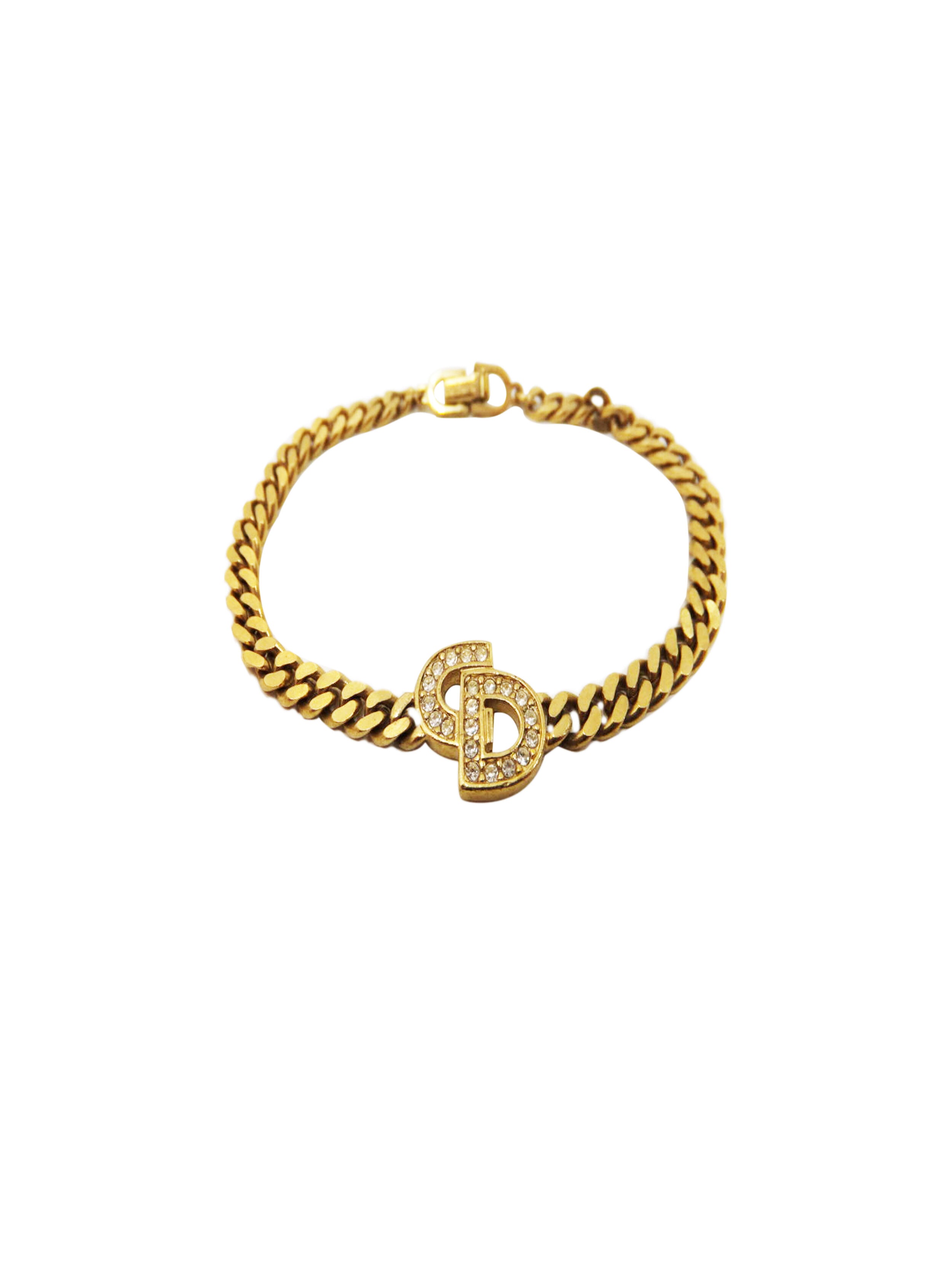 Christian Dior 2000s Chunky CD Gold Bracelet