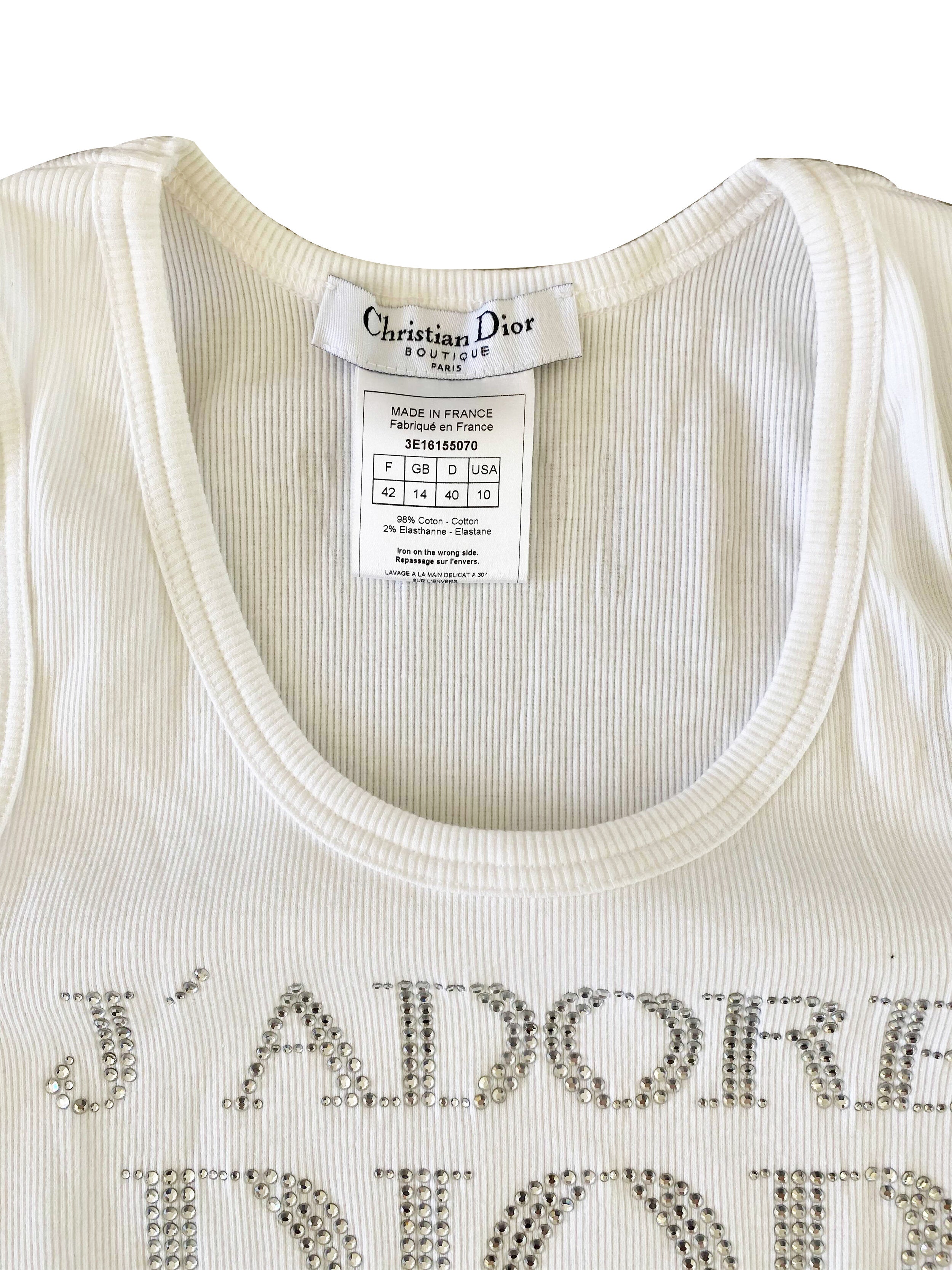 J'adore Dior 2000s Rare Ribbed Crystal Rhinestone Tank · INTO