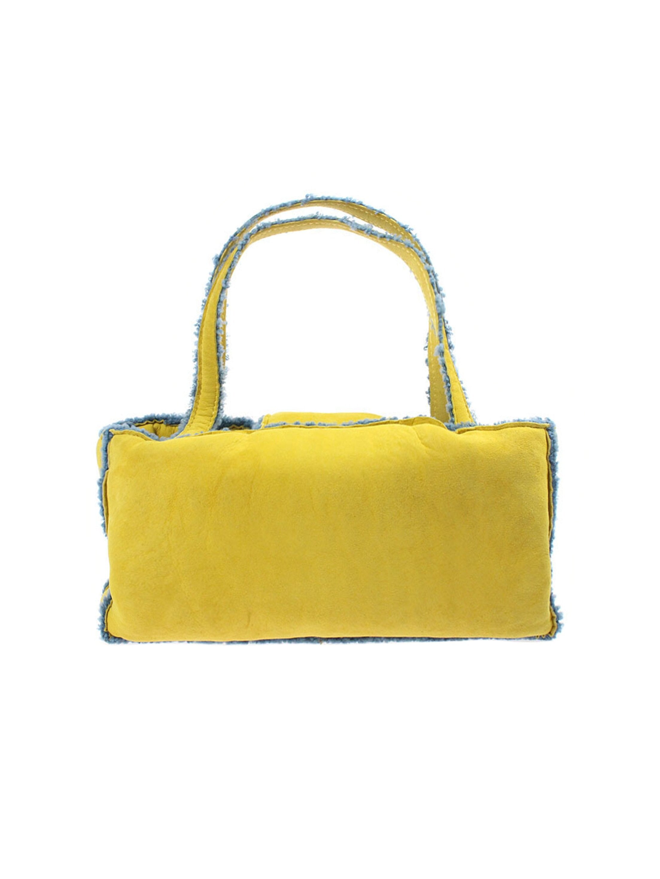 Chanel 2010s Rare Mouton Yellow and Blue Small Tote
